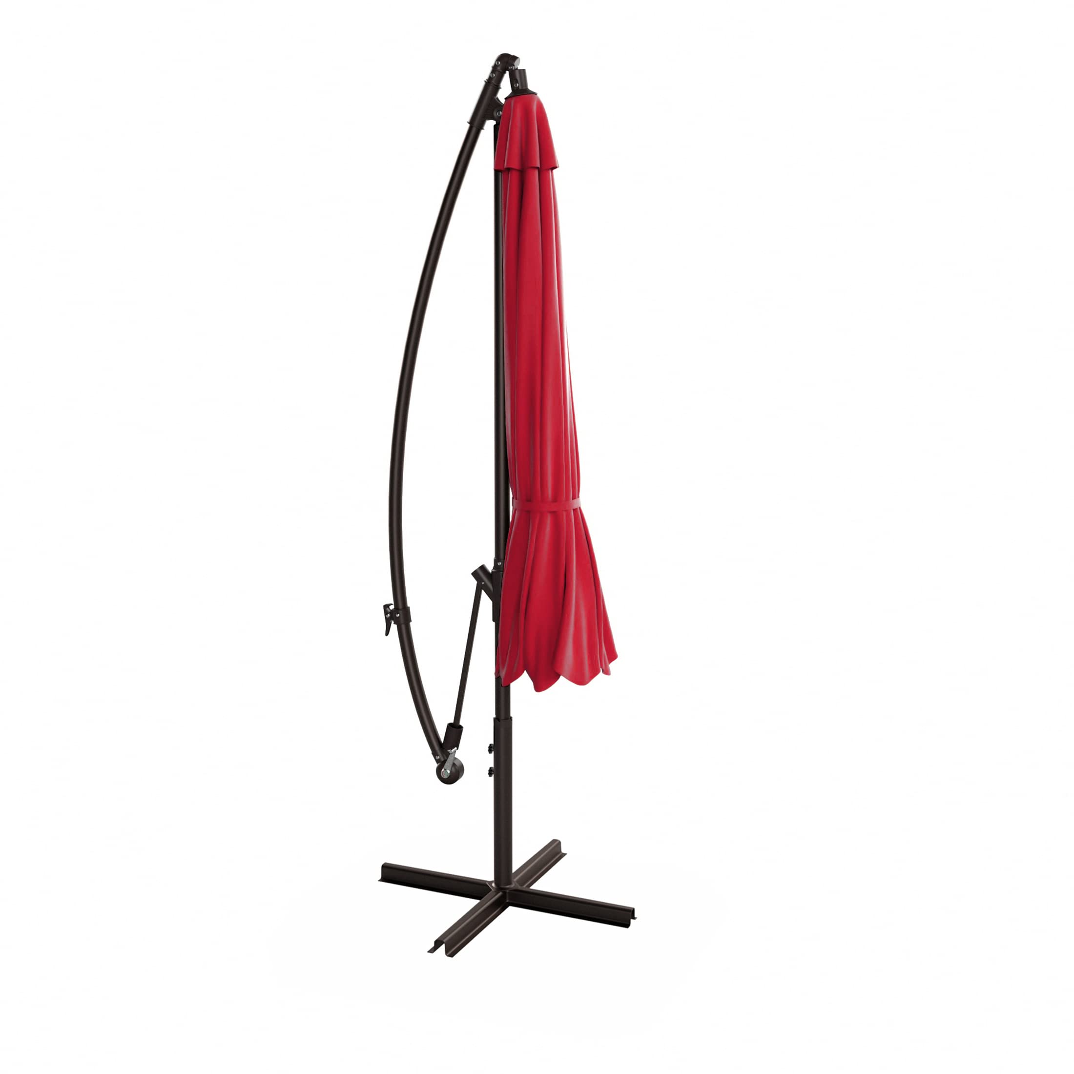 10ft Outdoor Patio Cantilever Umbrella with Stand - 2 Piece Hanging Shade Kit for Garden, Poolside & Backyard Relaxation | WO Home Furniture