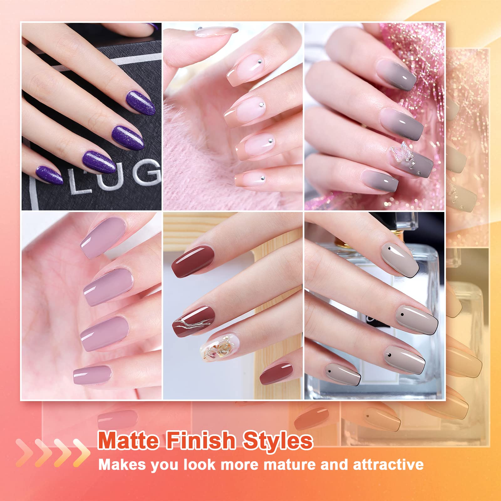 36Pcs Gel Nail Polish Set - Soak Off UV/LED Gel Kit with Glossy & Matte Top Coat, Base Coat - Long Lasting Nail Art Polish for DIY Manicure at Home, Salon, Christmas Gifts & Party Nails