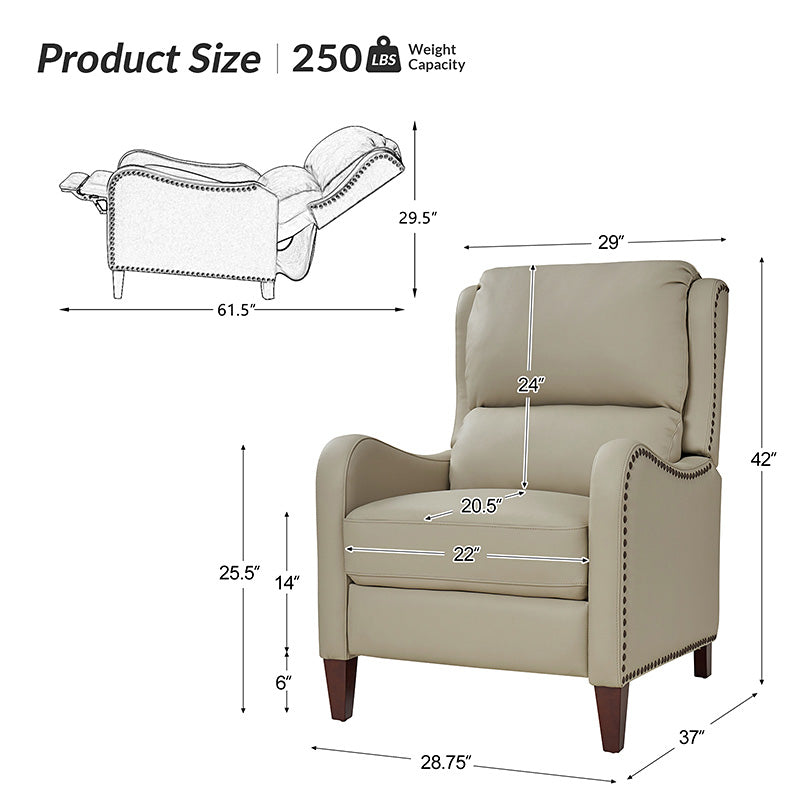 Deliat Genuine Leather Recliner Chair - Premium Comfort for Living Room, Home Theater & Office - Adjustable Footrest & Lumbar Support - Brown PU Leather Sofa for Relaxation & Entertainment