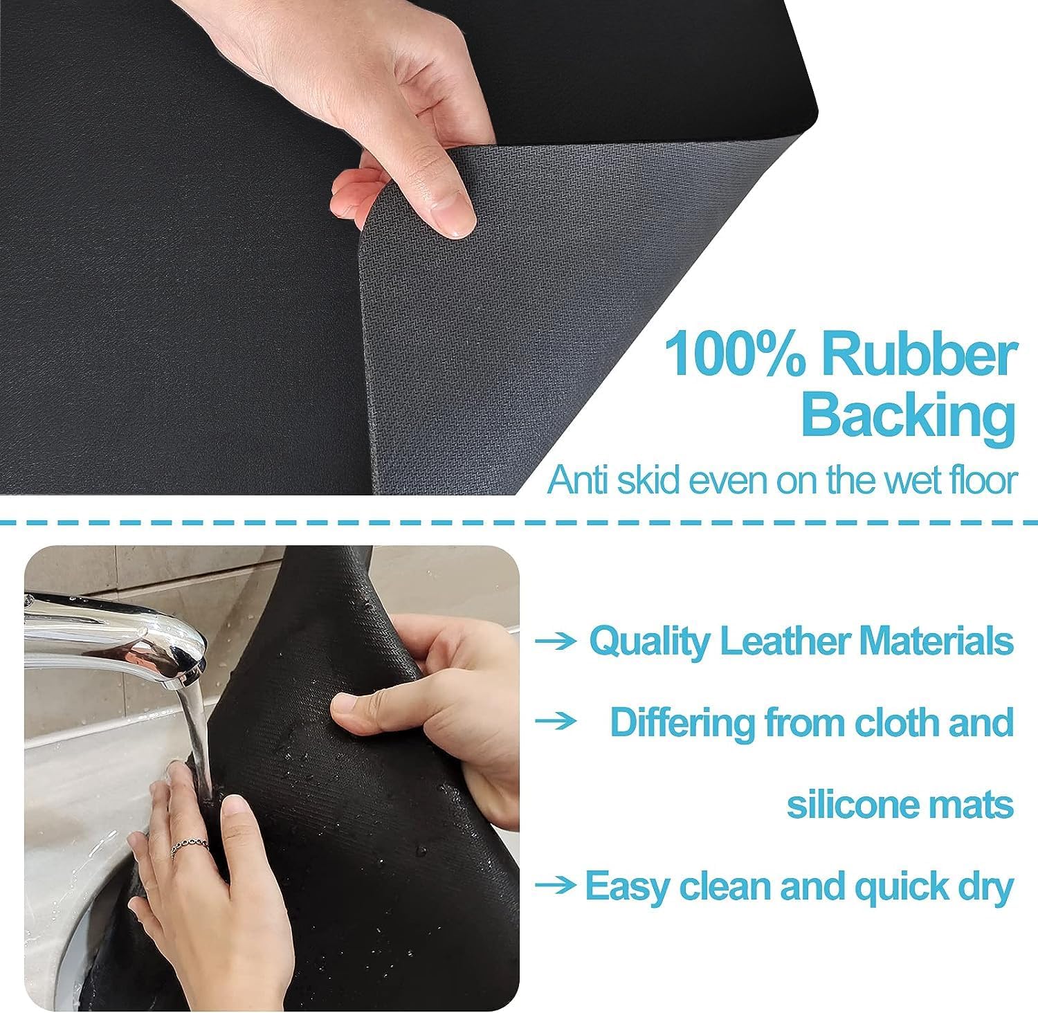 VRAJDHAM Premium Kitchen Dish Drying Mat - Super Absorbent, Non-Slip, Fast Drying for Utensils & Dishes (34 x 44 cm) - Perfect for Countertops, Sinks & Dish Racks - Black (Pack of 1)