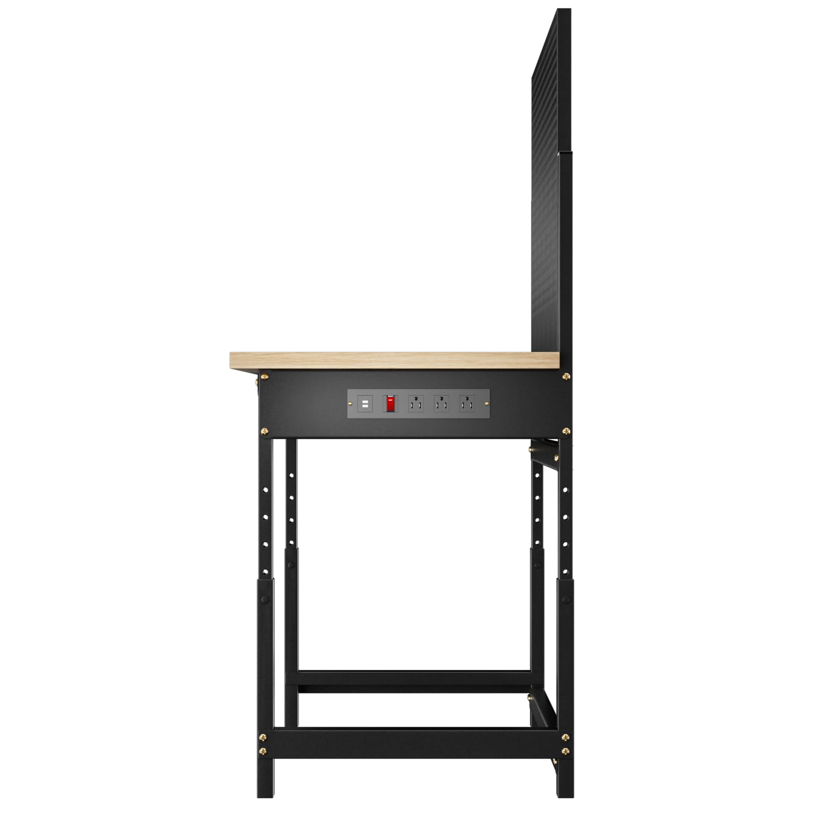 Heavy Duty Adjustable Height Workbench with Pegboard & Power Outlets - 47.2