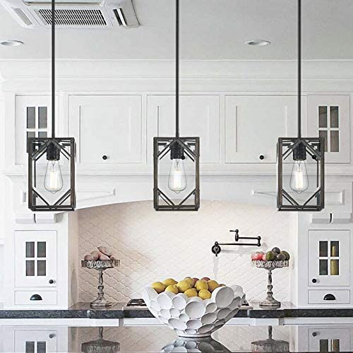 Vanity Art Modern Elegant Tiffany Style 1-Light Glass Pendant Ceiling Light Fixture - Black (20001BK) for Kitchen, Dining Room, Bedroom & Living Room Lighting