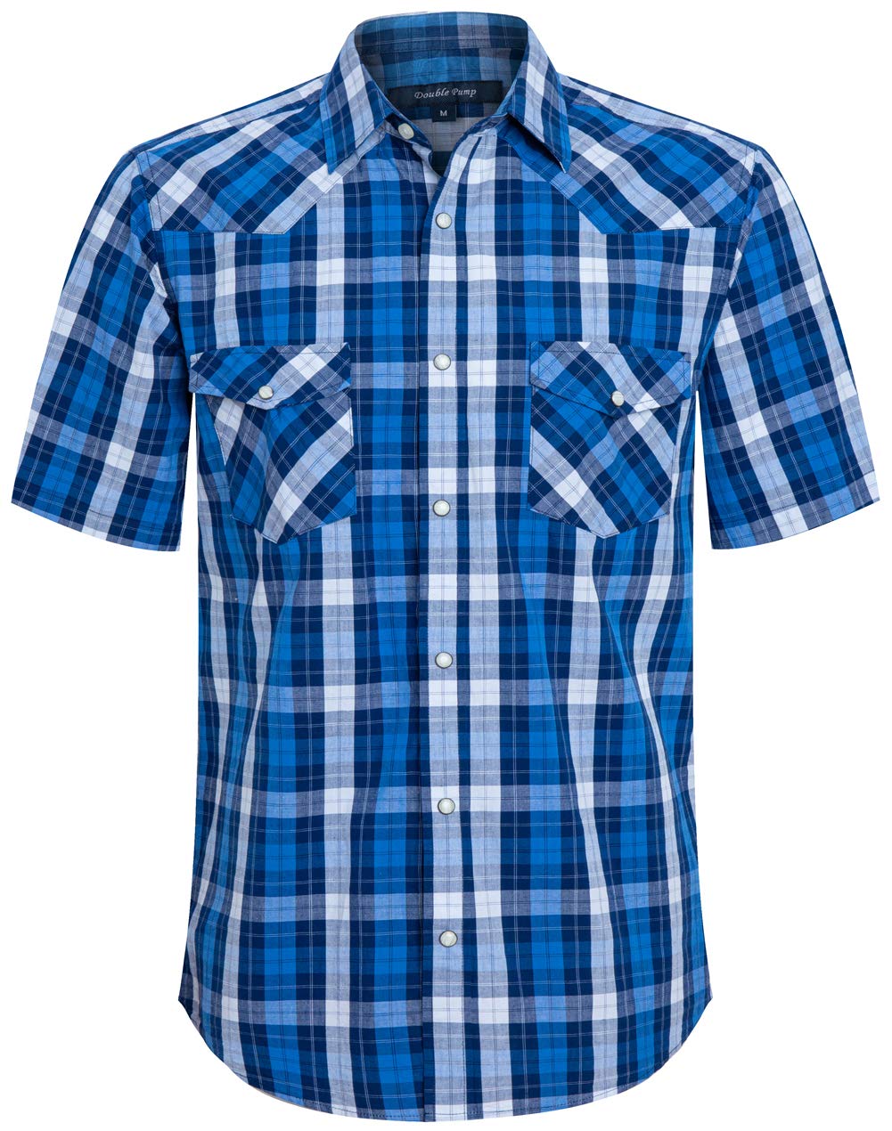 **Men's Short Sleeve Western Shirts with Pearl Snap Buttons - Casual Plaid Button-Up Shirt, Regular Fit for Cowboy, Rodeo & Outdoor Wear**