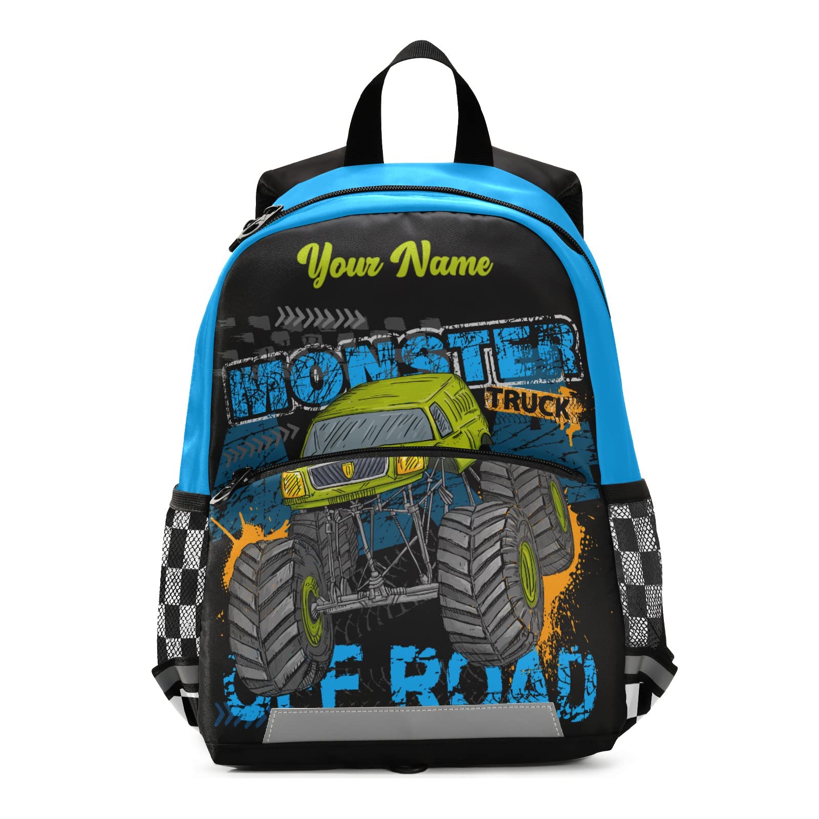 Kids Monster Truck Backpack - Personalized 13 Inch Toddler Backpack for Boys | School & Travel