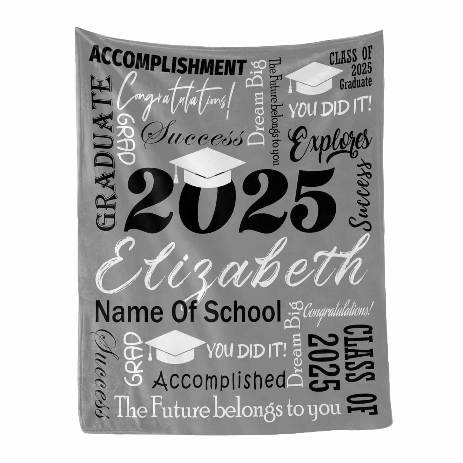 Personalized Graduation Blanket for Her & Him - Class of 2025 Throw Blanket 