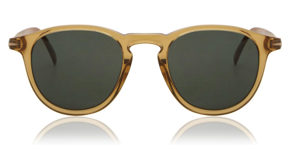 David Beckham DB 1114/S Men's Sunglasses - Havana Brown & Green Frame with Yellow Lenses (49mm) - Stylish UV Protection for Outdoor Sports, Driving & Summer Fashion