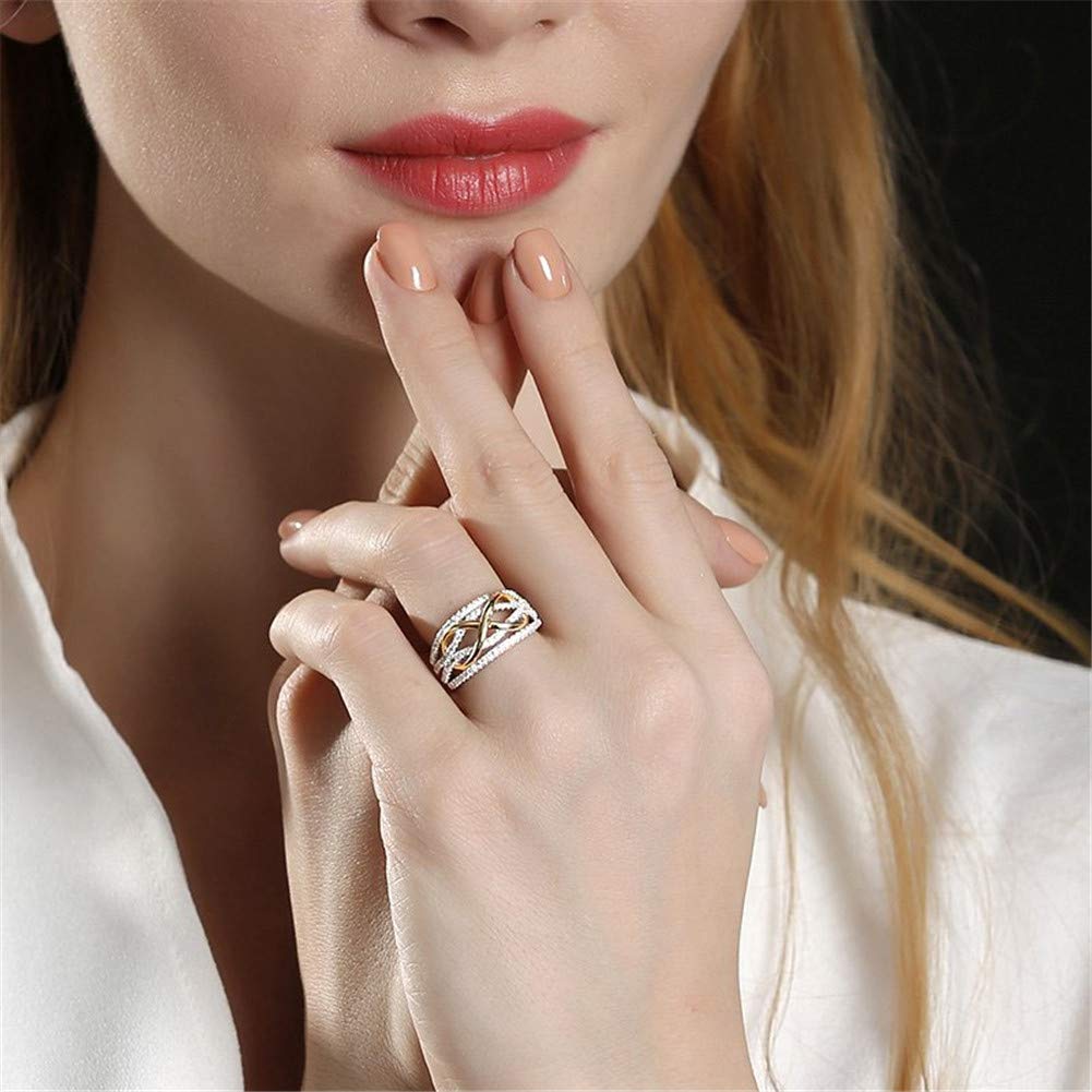 1 Carat Sterling Silver Infinity Cubic Zirconia Wedding Band for Women - Two Tone Solitaire Engagement Ring, Promise & Anniversary Jewelry with Gift Box - Perfect for Proposals, Weddings & Romantic Gifts