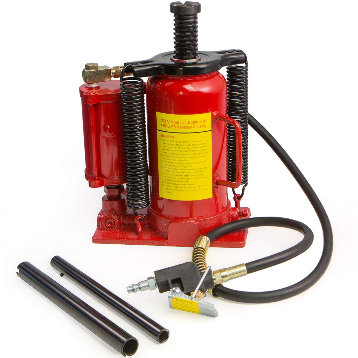 Stark USA 40,000 LBS Low Profile Air Hydraulic Manual Bottle Jack - 20-Ton Heavy Duty Truck & Auto Lift for Vehicle Repair, Towing, and Construction Work