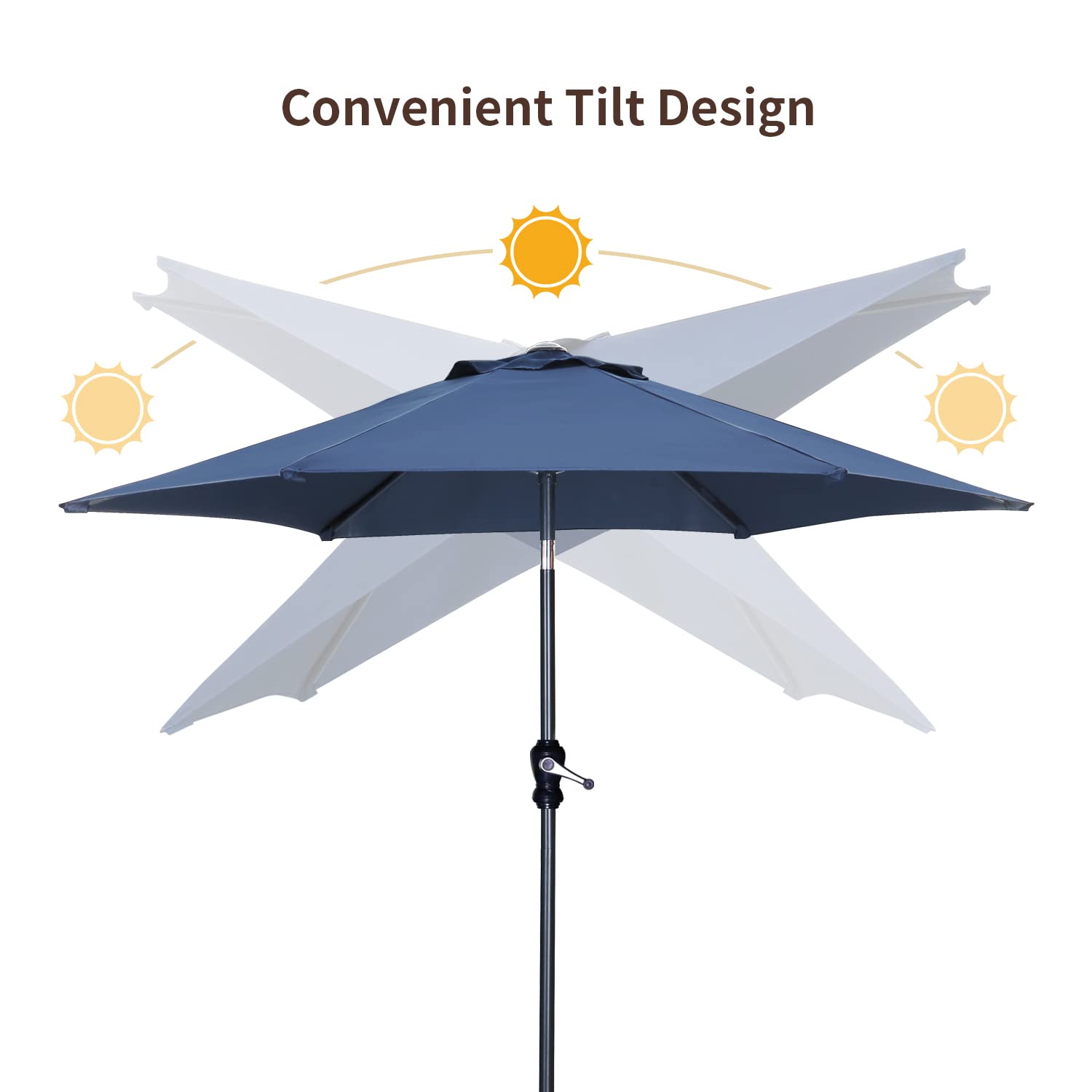 7.5FT Outdoor Patio Umbrella with Push Button Tilt - Navy Blue Garden Umbrella for Poolside, Backyard, Deck & Outdoor Dining