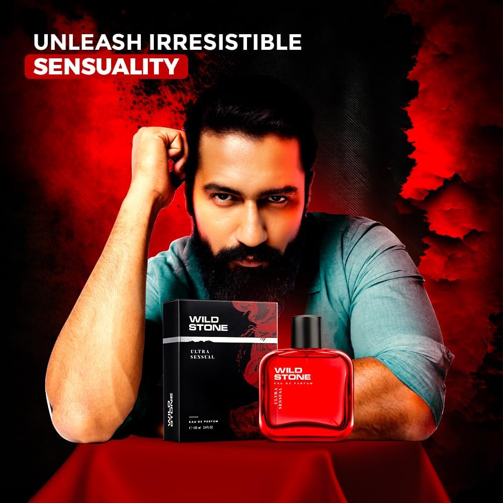 Wild Stone Ultra Sensual Long Lasting Perfume for Men - 100ml Eau de Toilette, Aromatic Masculine Fragrance with Notes of Spice & Wood | Perfect for Date Nights, Office Wear & Special Occasions