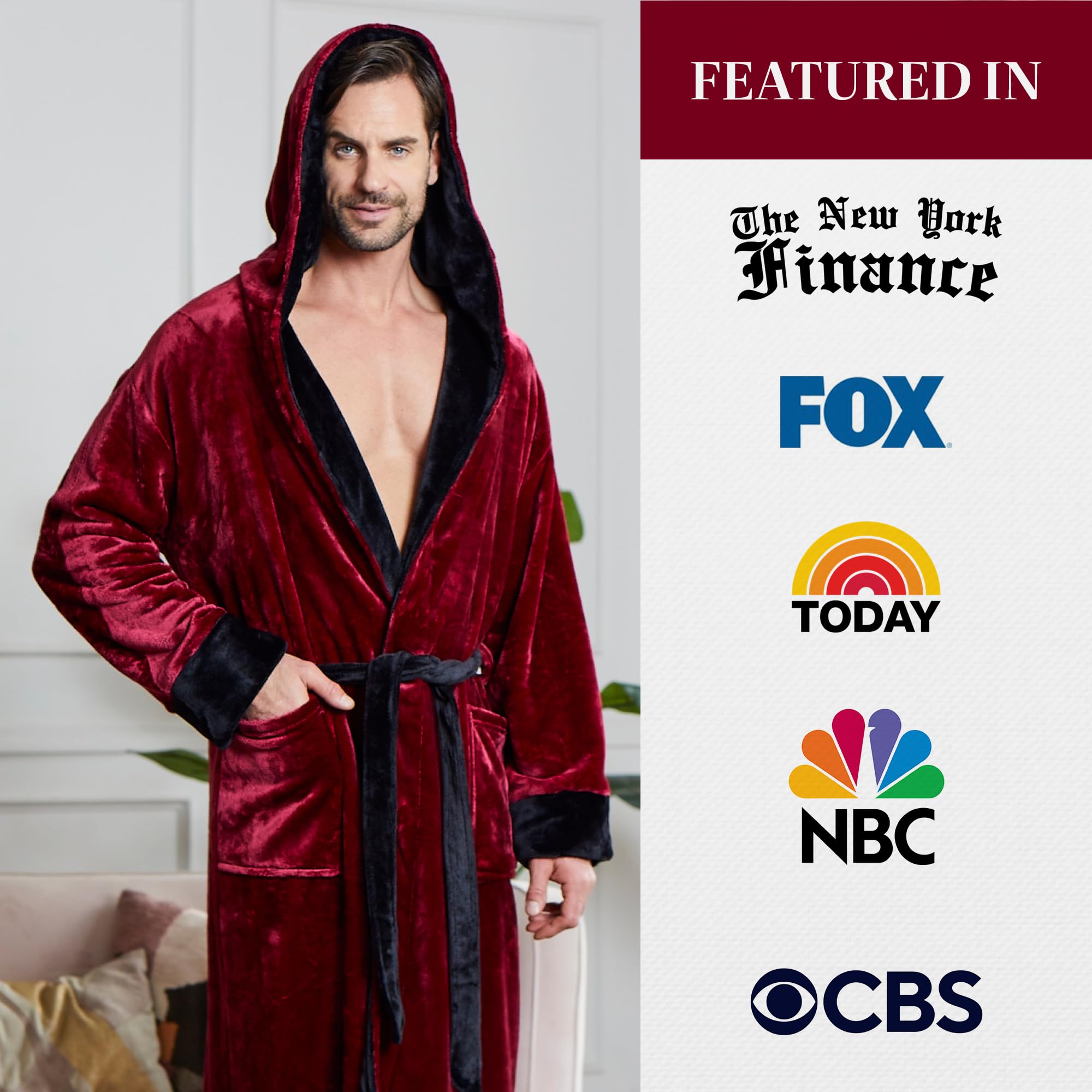 Premium Lotus Linen Men's Plush Hooded Bathrobe - Ultra Soft Long Robe for Men, Luxury Spa & Loungewear - Perfect for Home Relaxation, Bathroom, and Hotel Use