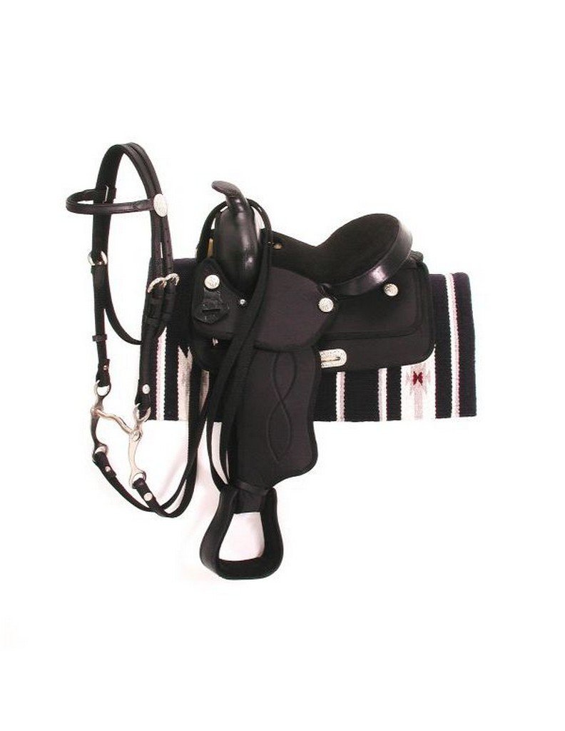 King Series Jr Premier AA Saddle Package - 11 Inch Black Western Saddle for Youth Riders | Perfect for Trail Riding, Horse Shows & Equestrian Training
