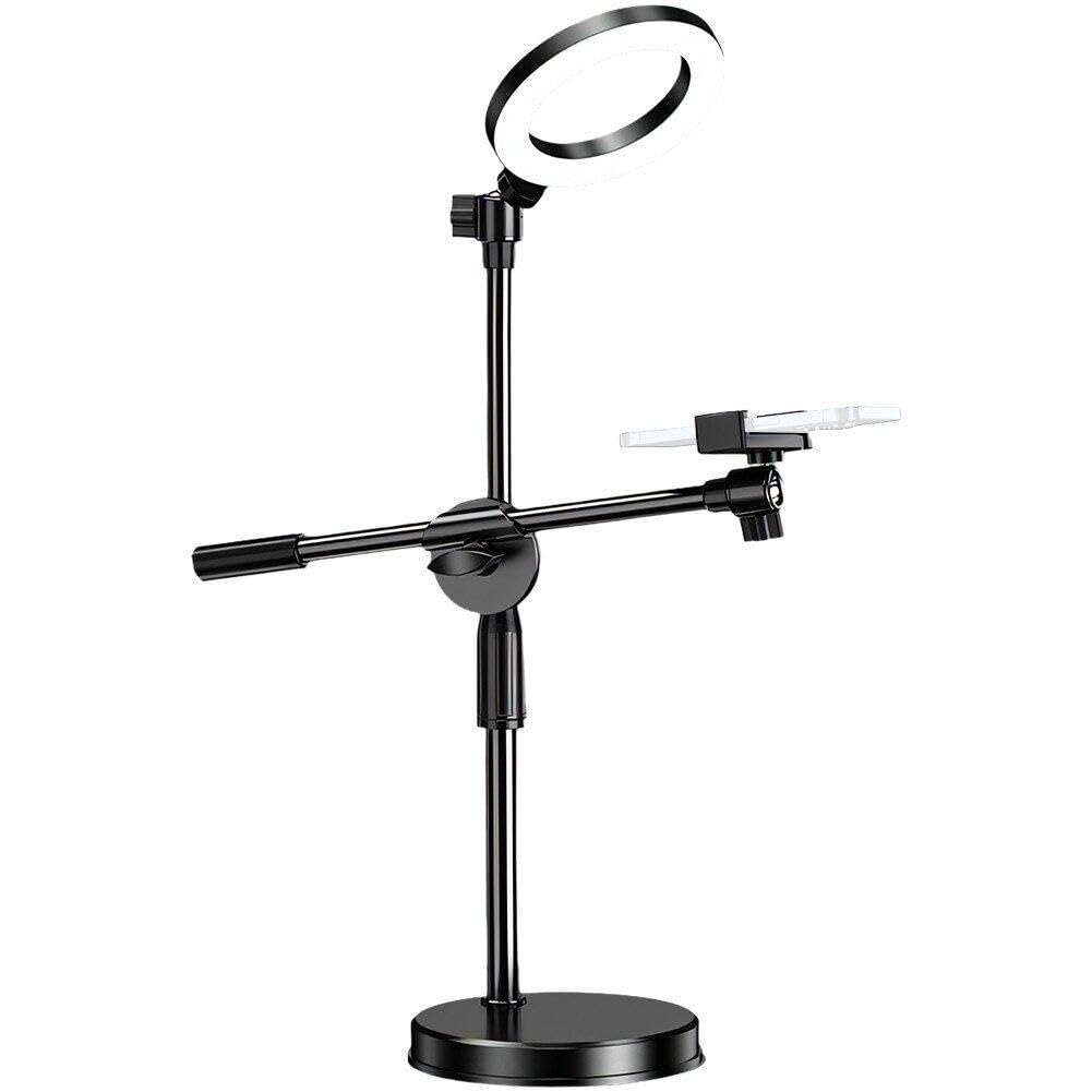 HiyyFloy Adjustable 360° Rotating Phone Mount with Light - Overhead Phone Stand for Cooking, Filming, Live Streaming & Video Recording - Perfect for YouTube, TikTok & Social Media Content Creation