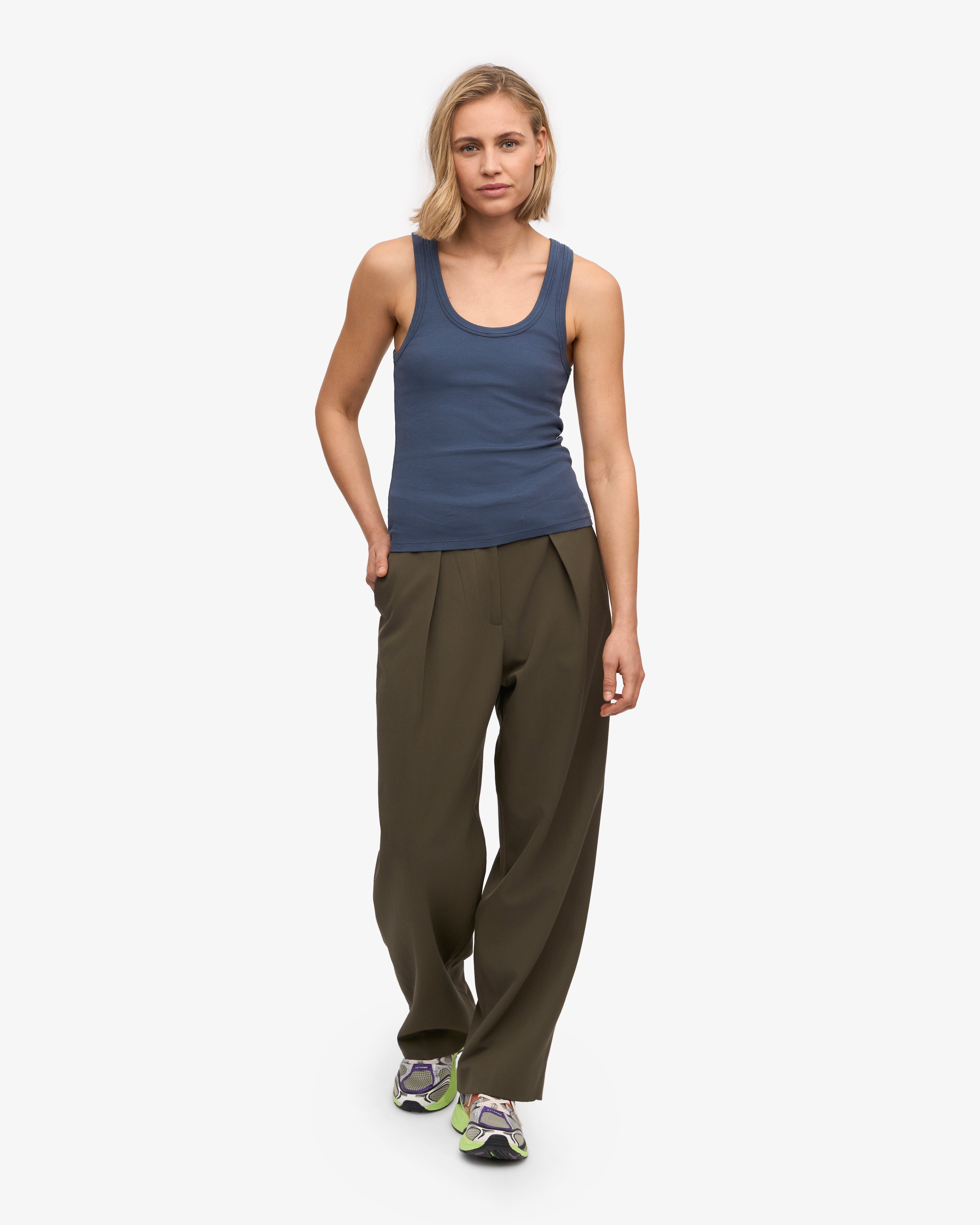 Organic Cotton Ribbed Tank Top for Women - Petrol Blue | Comfortable & Breathable Summer Casual Wear