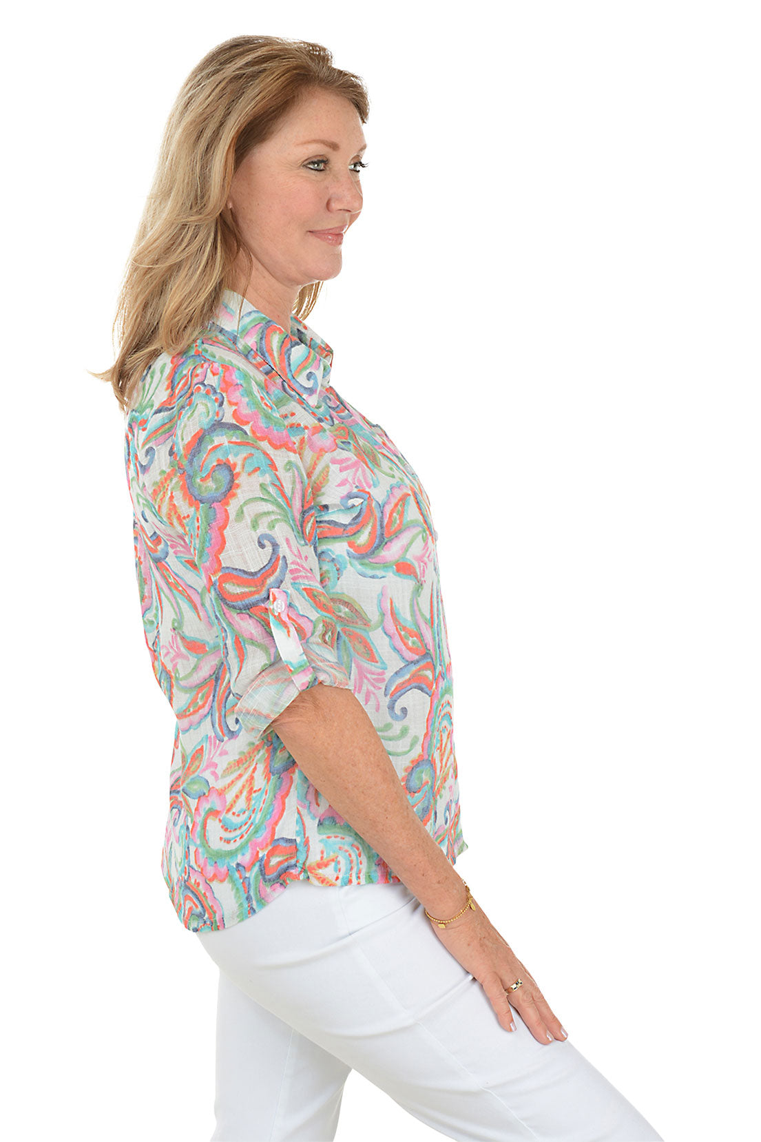 Bohemian Carnival Paisley Print Gauze Shirt for Women - Lightweight & Breathable Summer Blouse for Festivals, Beach, and Casual Outings