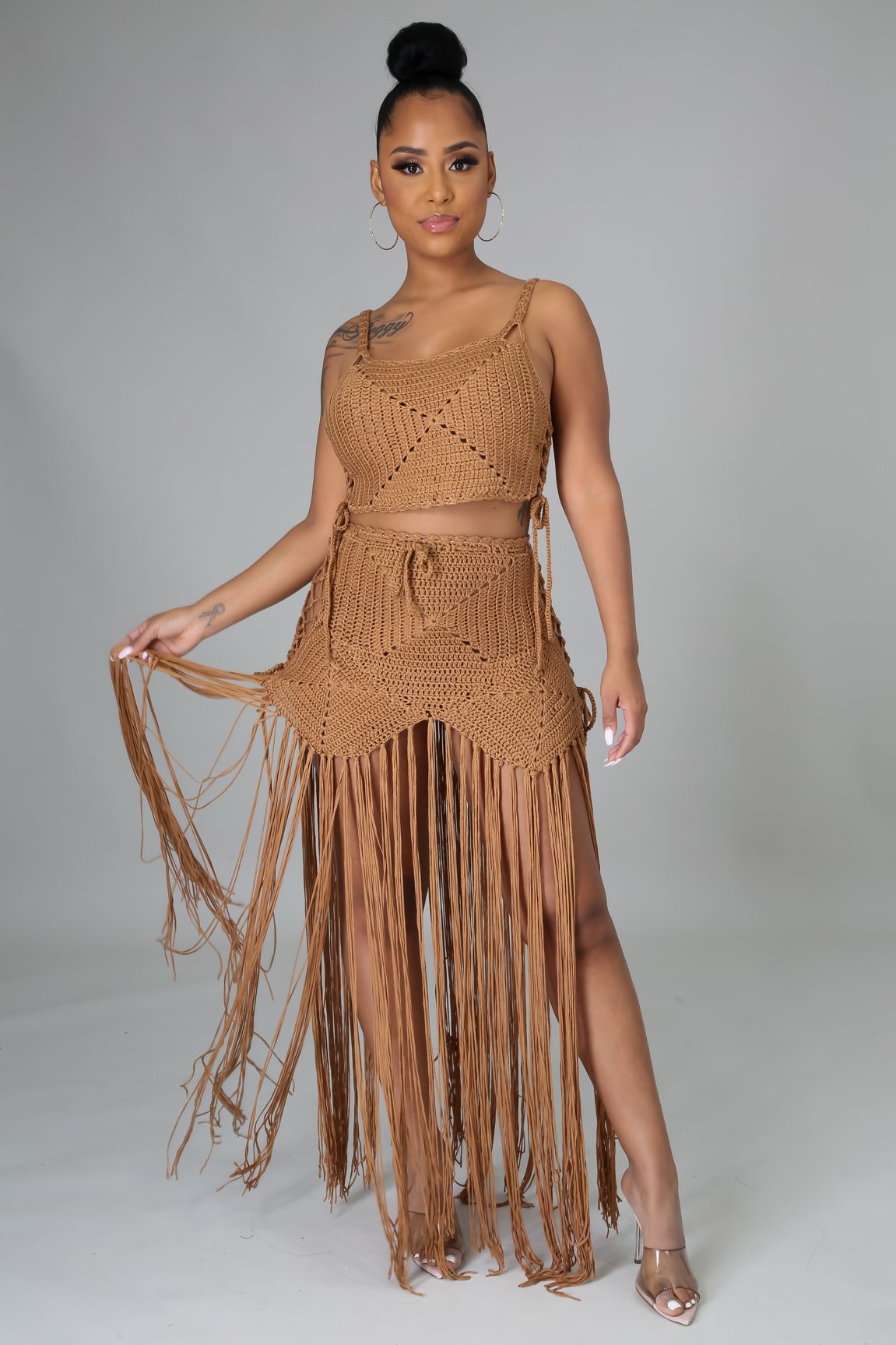 Stylish 2-Piece Skirt Set in Mocha - Perfect for Beach Vacations, Summer Outings & Casual Wear