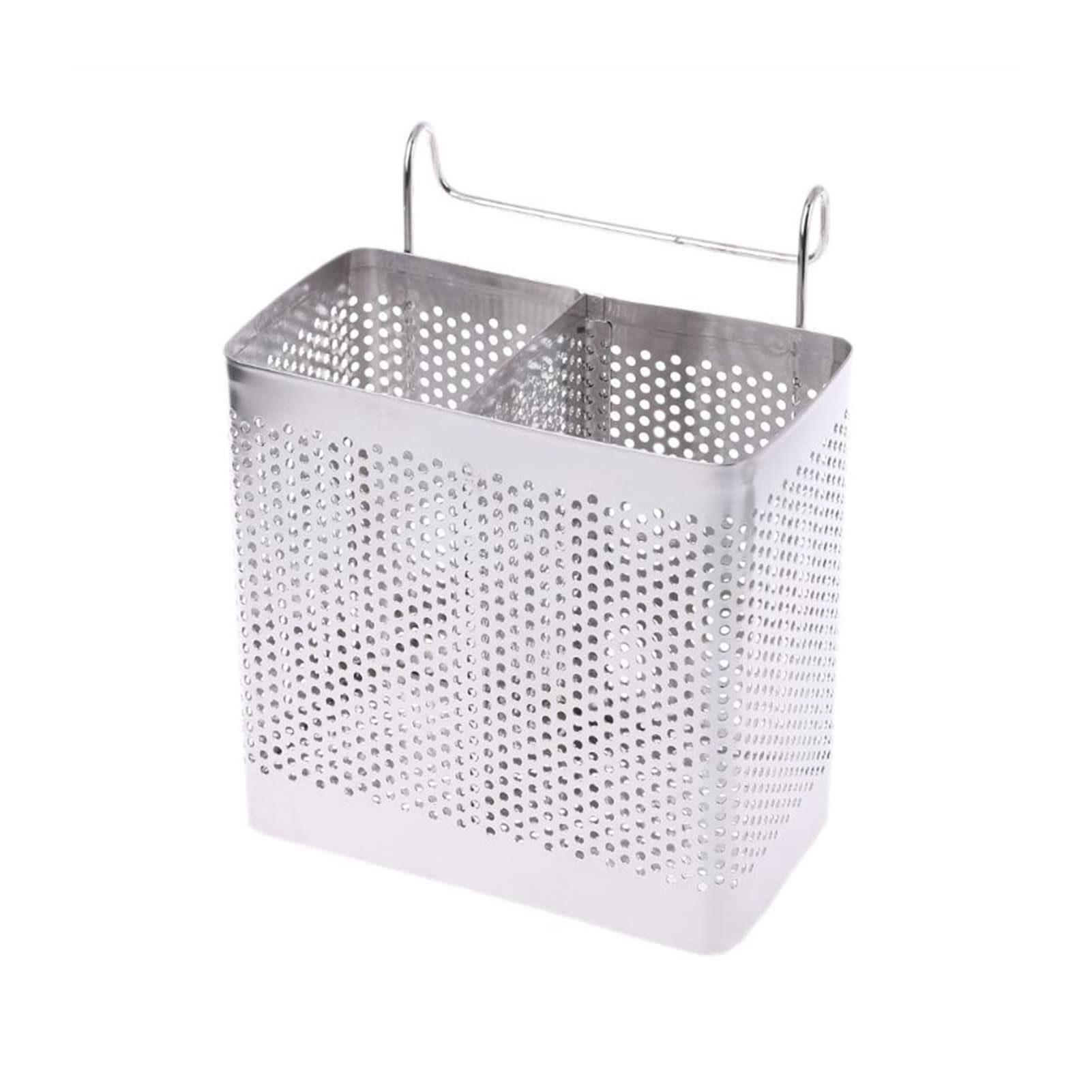 Stainless Steel Kitchen Utensil Holder - Hanging Cutlery Organizer with Drainer for Spoons, Forks, Chopsticks - Perfect for Countertop Storage & Kitchen Organization - Ideal for Home, Restaurant, and Office Use