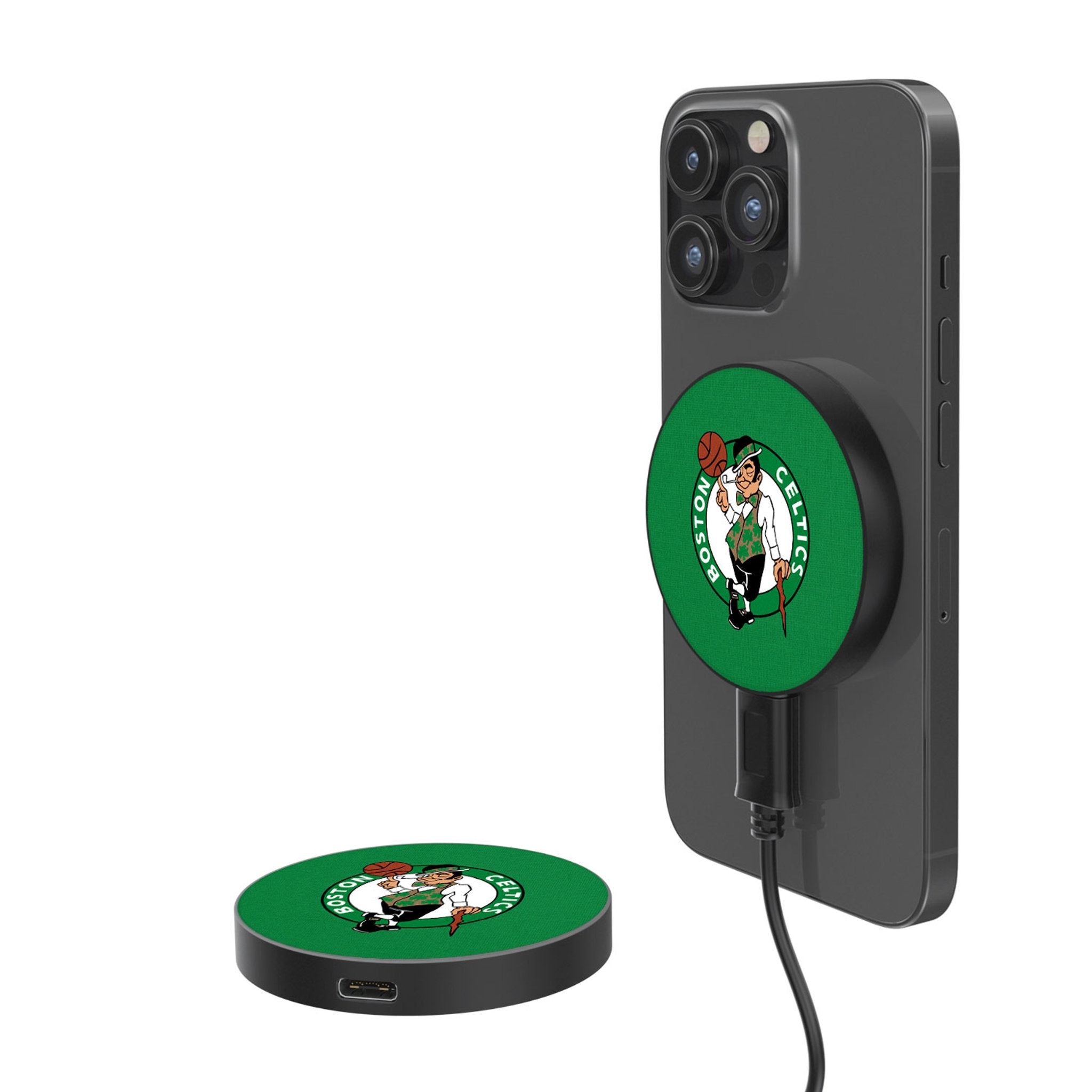 Boston Celtics 15W Wireless Magnetic Charger - Fast Qi Charging Pad for iPhone, Samsung, AirPods - Perfect for Home, Office & Car Use
