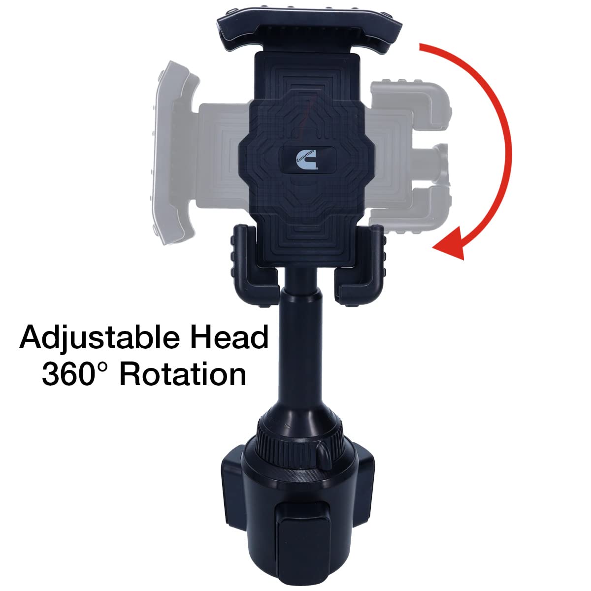 Cummins Cup Car Phone Holder - Adjustable Truck Phone Mount for Cell Phones - Black - Perfect for Commuting and Road Trips