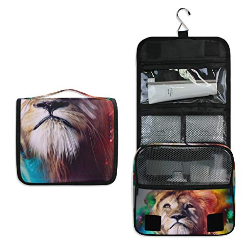 Waterproof Hanging Travel Toiletry Bag for Women - Lion Cosmetic Makeup Organizer Pouch | Perfect for Bathroom, Gym, Camping & Vacation Essentials Storage