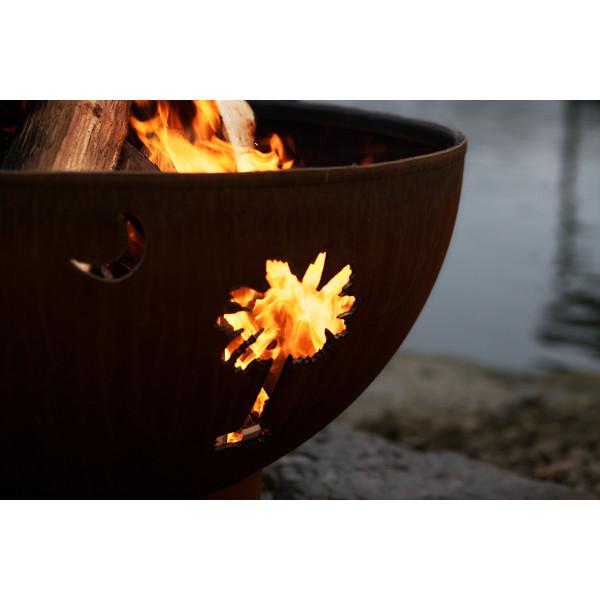 Portable Outdoor Fire Pit - Tropical Moon Design for Backyard, Patio & Camping | Perfect for Bonfires, S'mores & Relaxing Evenings