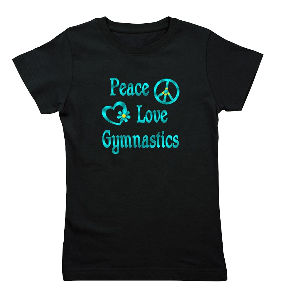 Peace Love Gymnastics Girls Slim Fit T-Shirt - Cute Athletic Tee for Gymnasts, Cheerleaders & Dance Team Practice