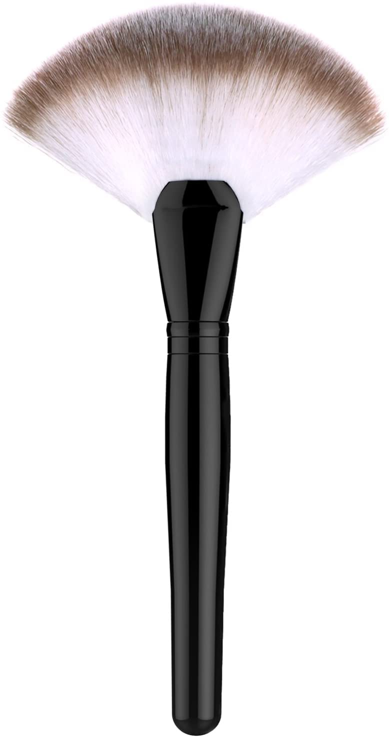 Professional Highlight & Blush Makeup Brush Set - Soft & Dense Face Powder Foundation Brushes for Bronzer, Contouring & Sheer Application - Perfect for Everyday Makeup, Professional Use & Travel (Black)
