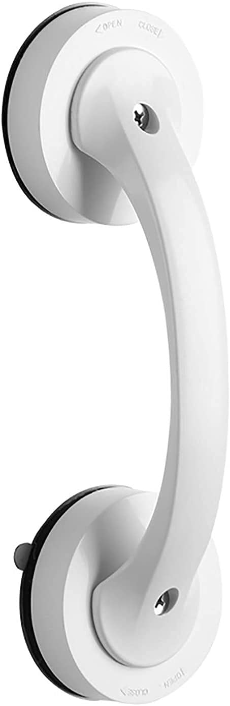 Non-Slip Suction Cup Shower Grab Bar for Elderly - Dual Locking Safety Handle, Anti-Slip Bathroom Safety Rail for Seniors & Disabled (White) - Perfect for Shower, Bathtub & Wet Areas