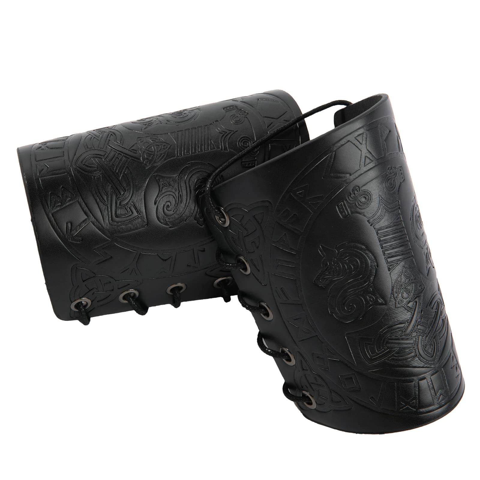 JAOYU Men's Leather Bracers - Medieval Arm Armor Cuff Gauntlet Wristband for Viking Cosplay, LARP & Renaissance Fairs | Unisex Design for Men & Women | Perfect for Costume Parties, Theater Performances & Historical Reenactments