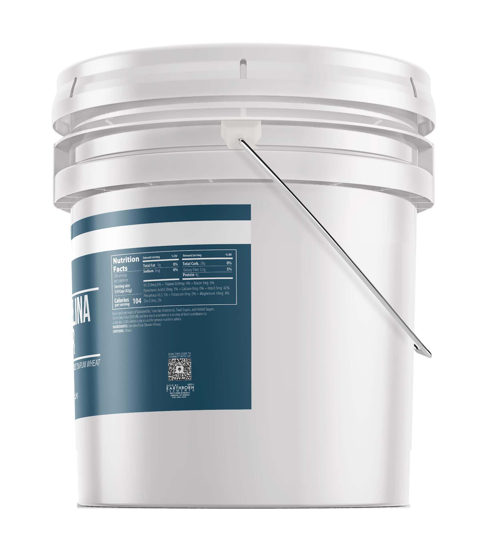Earthborn Elements Semolina Flour (3.5 Gallons) - Premium Pure Semolina for Baking Cakes, Breads & Pasta | Ideal for Italian Cuisine, Homemade Pasta & Artisan Bread Making
