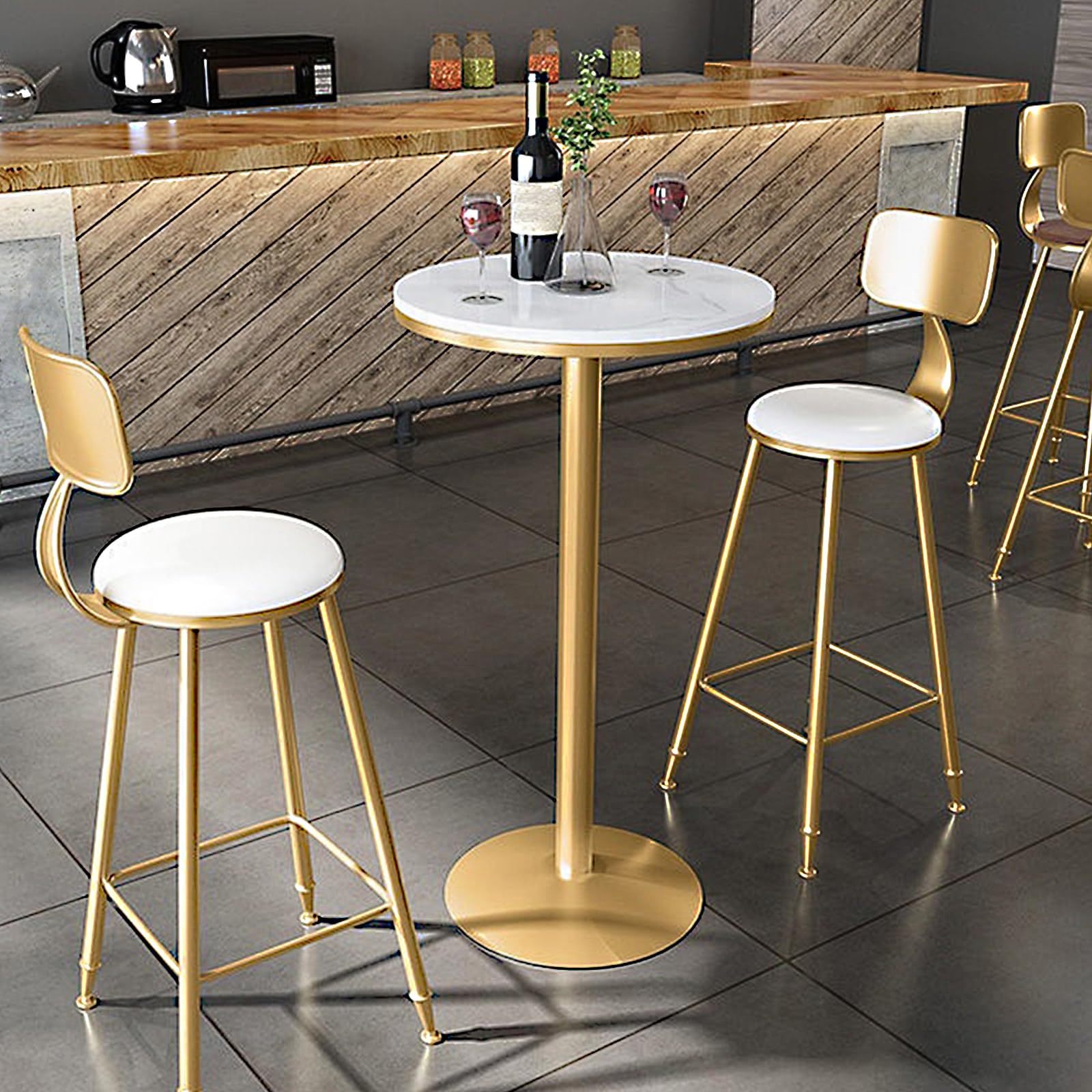 Gold Round Bar Table 22 Inch - Modern Marble High Top Pub Table with Non-Slip Stable Base - Perfect for Kitchen, Living Room, Dining Room & Bistro - Ideal for Parties, Cocktail Events & Home Decor (41 Inch Height)