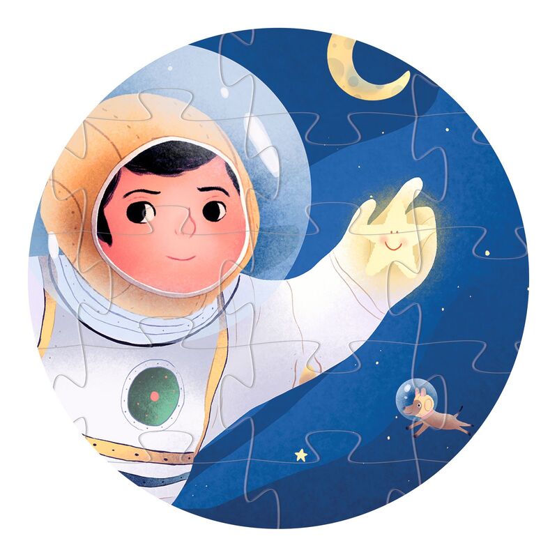 Astronaut on the Moon Silhouette Puzzle by Djeco - 100 Piece Space-Themed Jigsaw for Kids & Adults - Perfect for Educational Play, Classroom Activities & Family Game Night