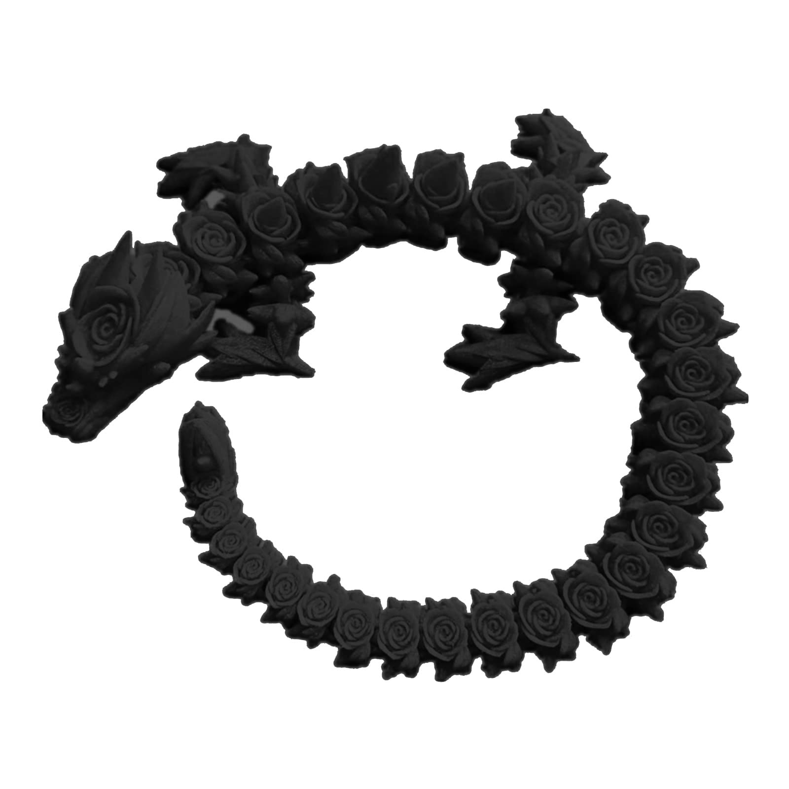 3D Printed Rose Dragon Articulated Toy - Rotatable & Poseable Joints for Stress Relief - Anxiety Relief Dragon Action Figure for Kids & Adults (21.7in Black) - Perfect for Desk Decor, Gift Giving, and Collectible Display