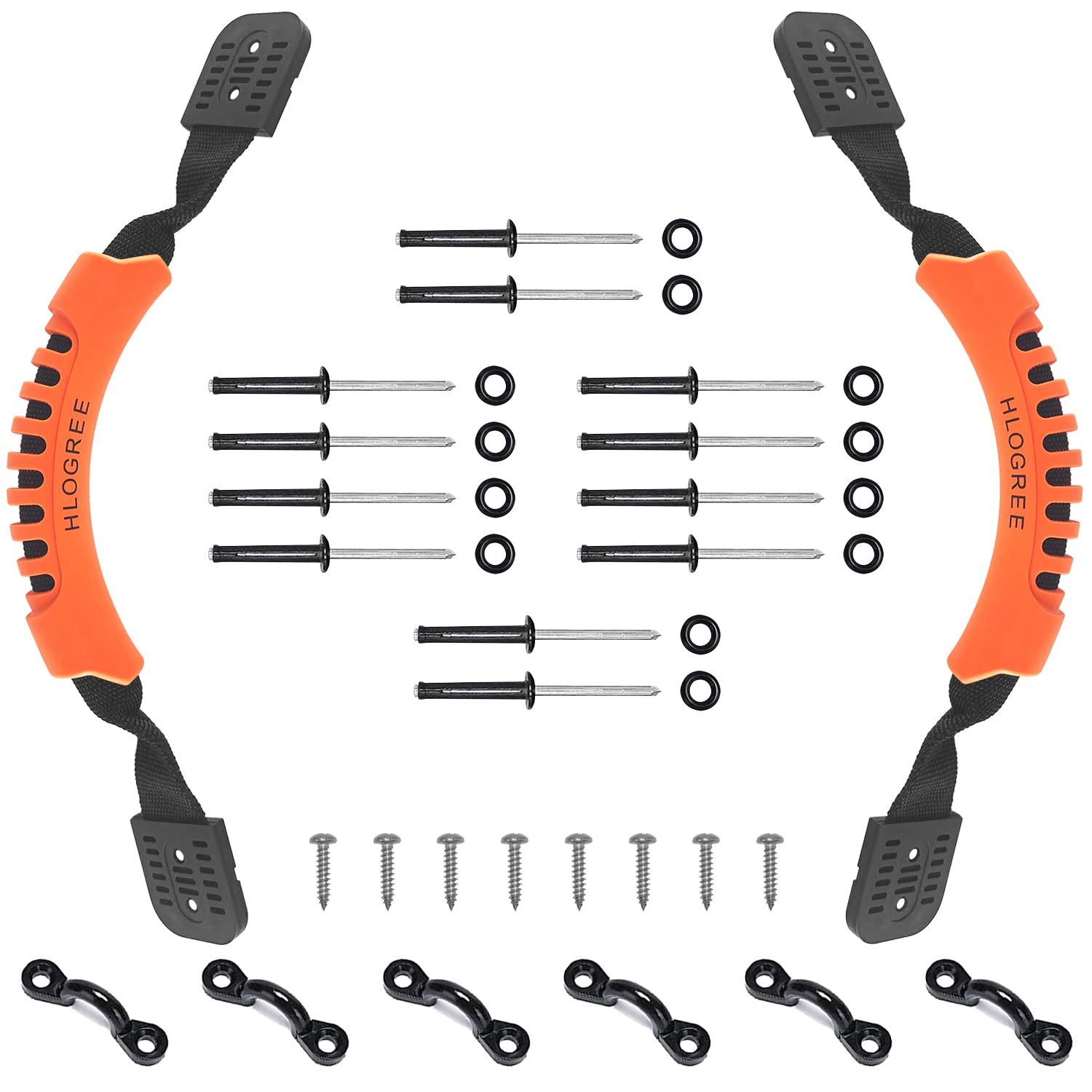 HLOGREE Kayak Handles 2/4 Pack - Heavy Duty Kayak Carry Handles with Stainless Steel Rivets - Replacement Kayak Handles for Emotion, Pelican, Hobie, Lifetime, Sit-on-Top, Ocean & Wilderness Kayaks - Perfect for Easy Transport & Storage of Fishing & Recreational Kayaks
