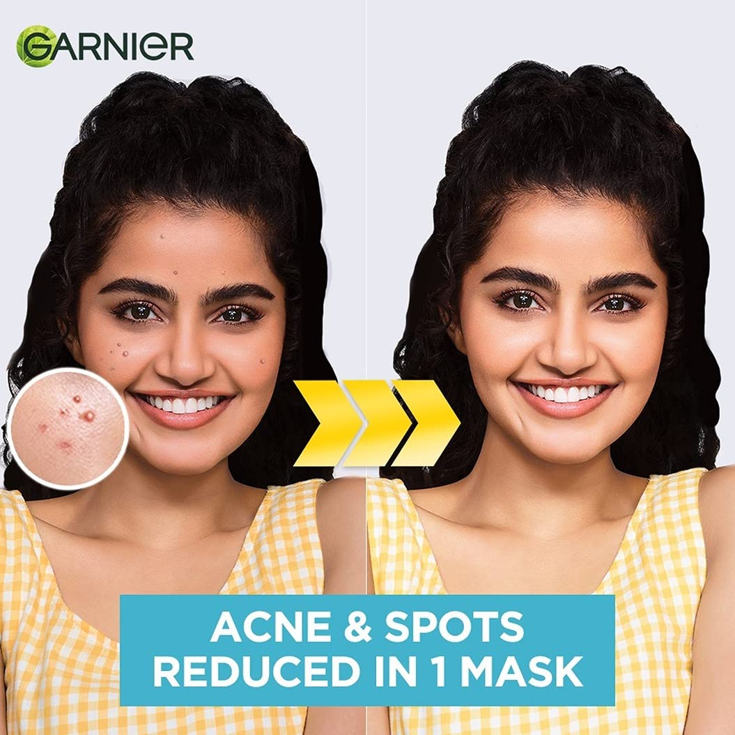 Garnier Bright Complete Anti-Pimple Sheet Mask with Salicylic Acid, Niacinamide & Vitamin C - Clear, Hydrated & Glowing Skin Treatment for All Skin Types | Perfect for Acne-Prone, Oily & Combination Skin Care Routine