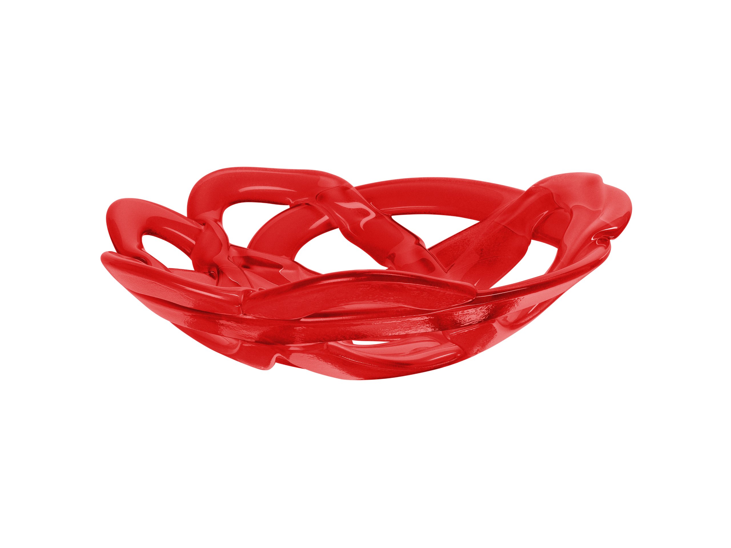 Kosta Boda Small Red Basket Bowl - Handmade Swedish Glassware for Home Decor, Fruit Display & Gift Giving
