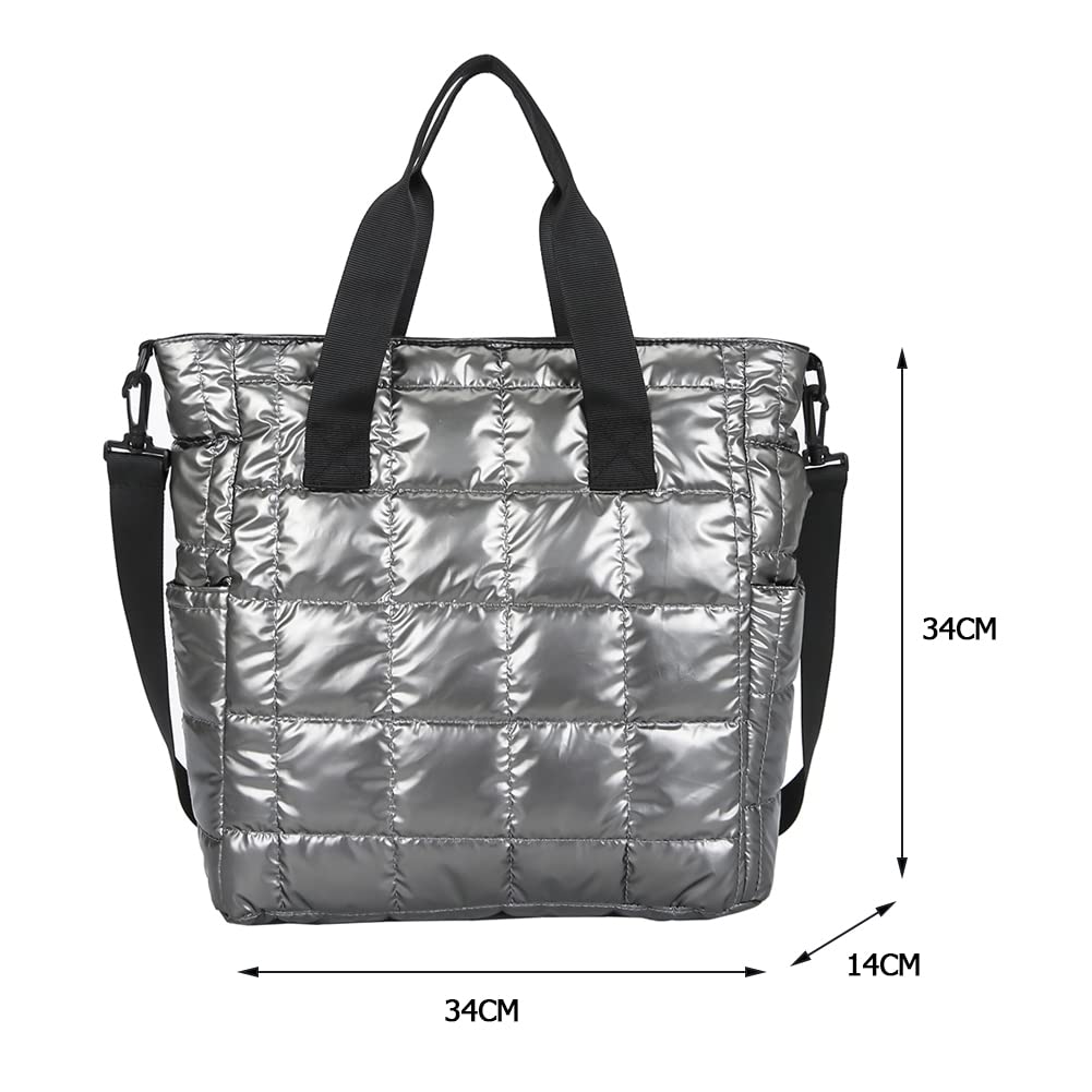 TIAASTAP Quilted Tote Bags for Women - Winter Waterproof Puffer Handbags, Large Nylon Padded Shoulder Bags for Travel, Shopping & Daily Use | Perfect for Work, Gym & Weekend Outings