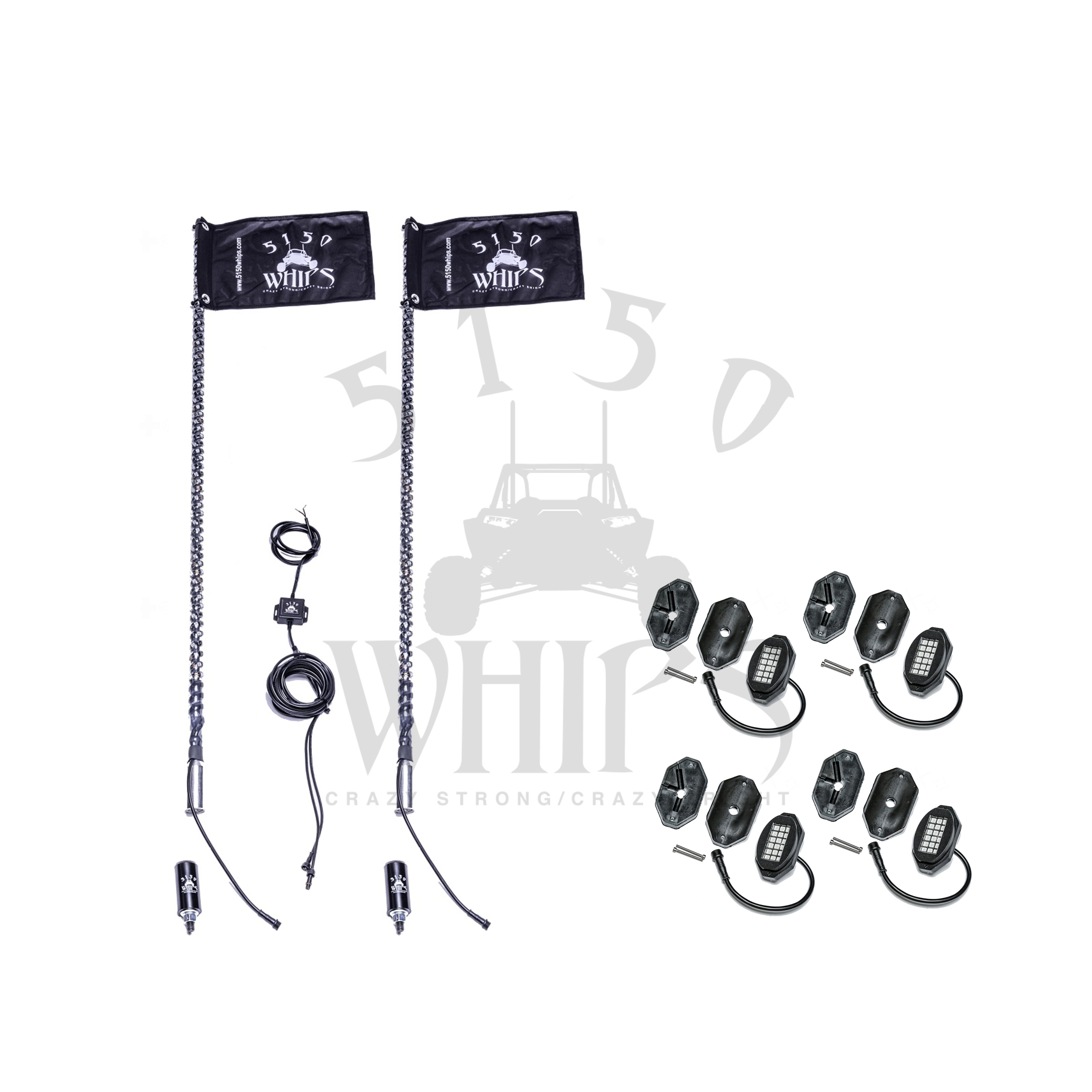 187 Whips and Rock Light Combo Kit - LED Off-Road Lighting for Trucks & ATVs - Perfect for Night Off-Roading, Camping & Emergency Use