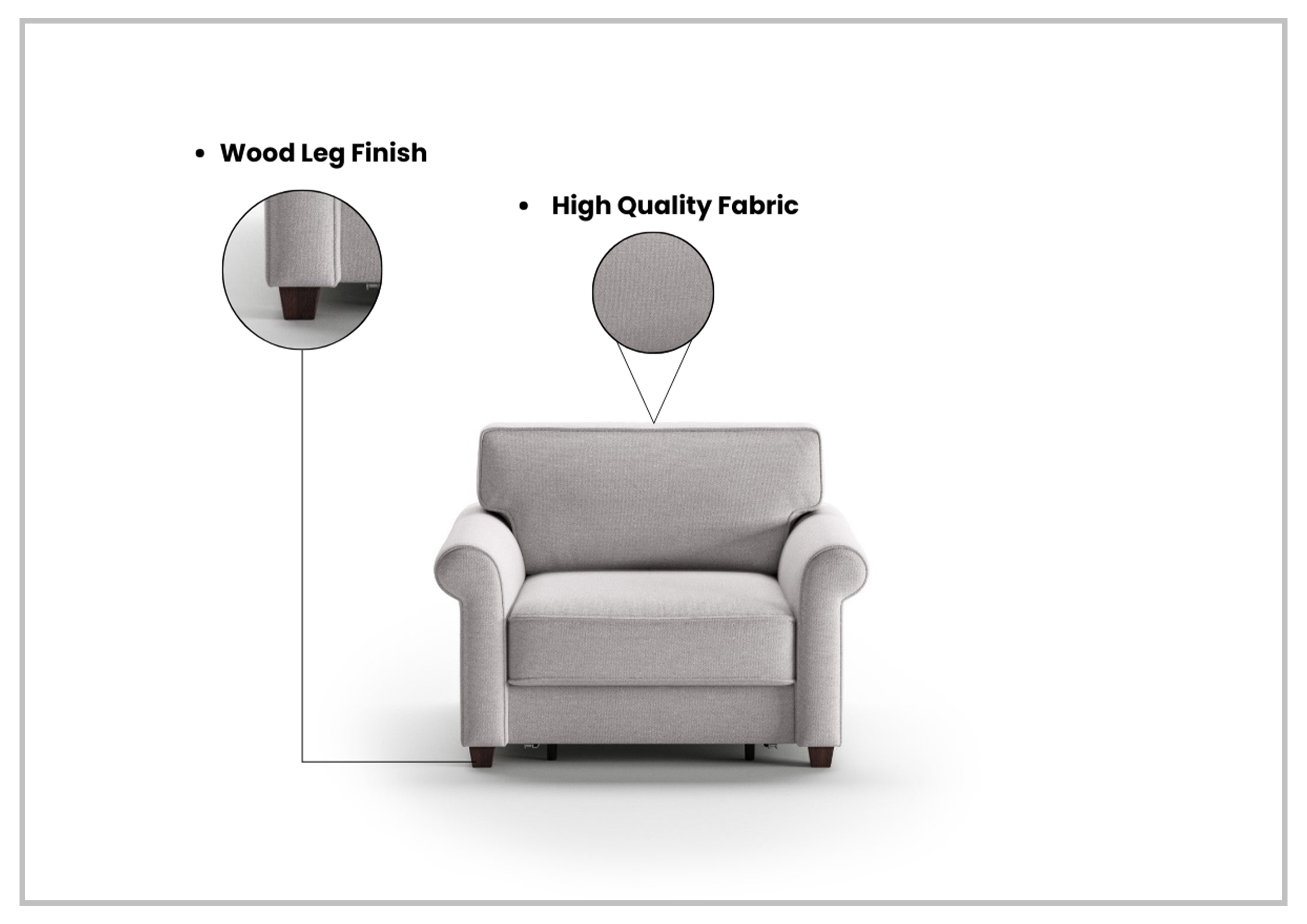 Luonto Casey Fabric Convertible Sofa Sleeper with Walnut Legs - Perfect for Small Spaces, Guest Rooms & Apartments
