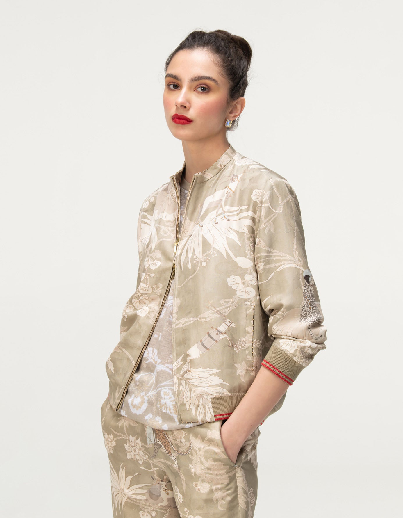 Janbaaz Bomber Jacket for Men - Premium Silk Damask Fabric in Oyster Grey - Stylish Lightweight Jacket for Casual Wear & Night Out