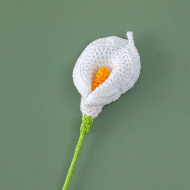 Handmade Crochet Calla Lily Flowers - Elegant Artificial Floral Decor for Weddings, Home & Office Decoration