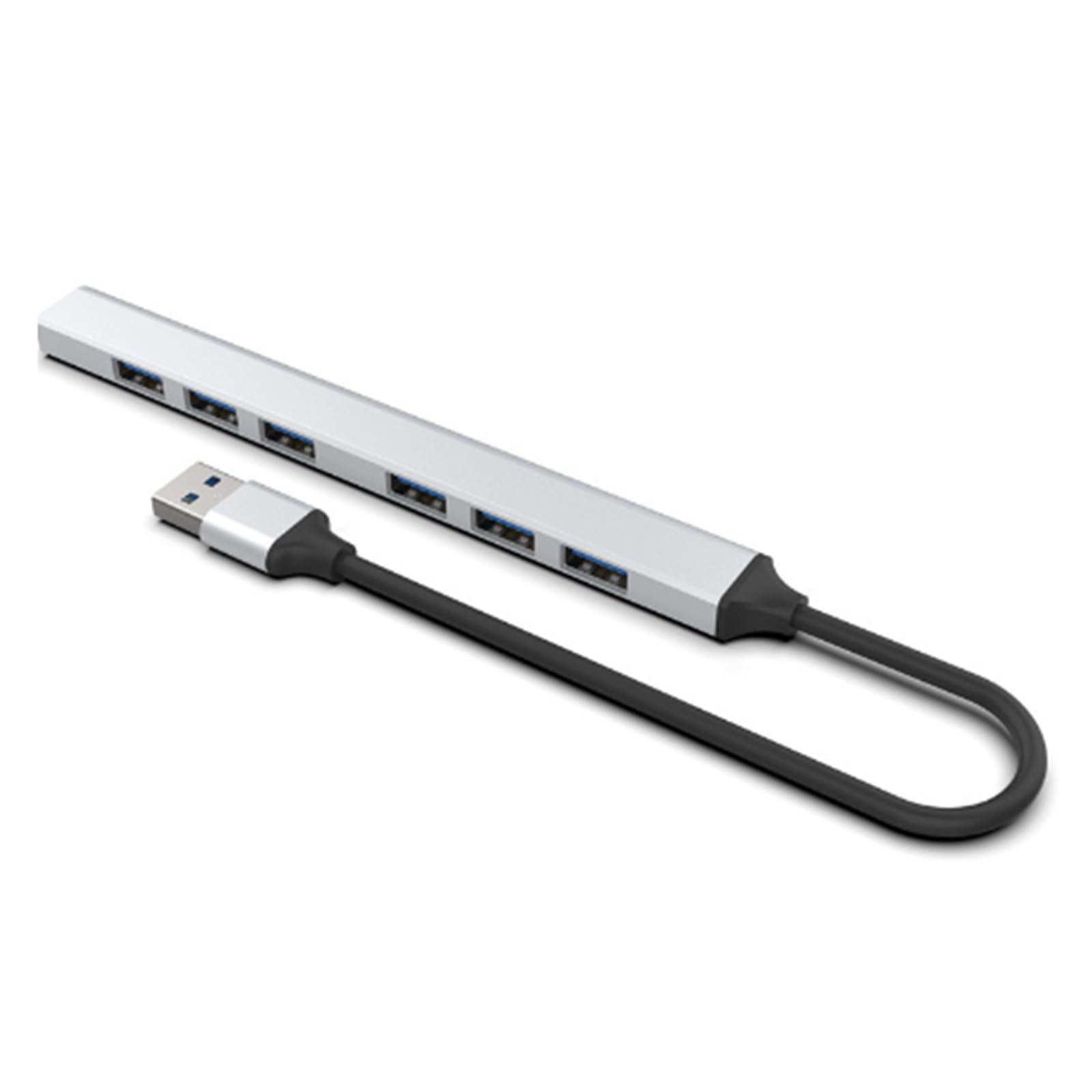 7-Port USB Hub with USB Adapter - High-Speed Data Transfer for Laptop, PC, Mac - Ideal for Office, Home & Travel Use with External Hard Drives & Multiple Devices