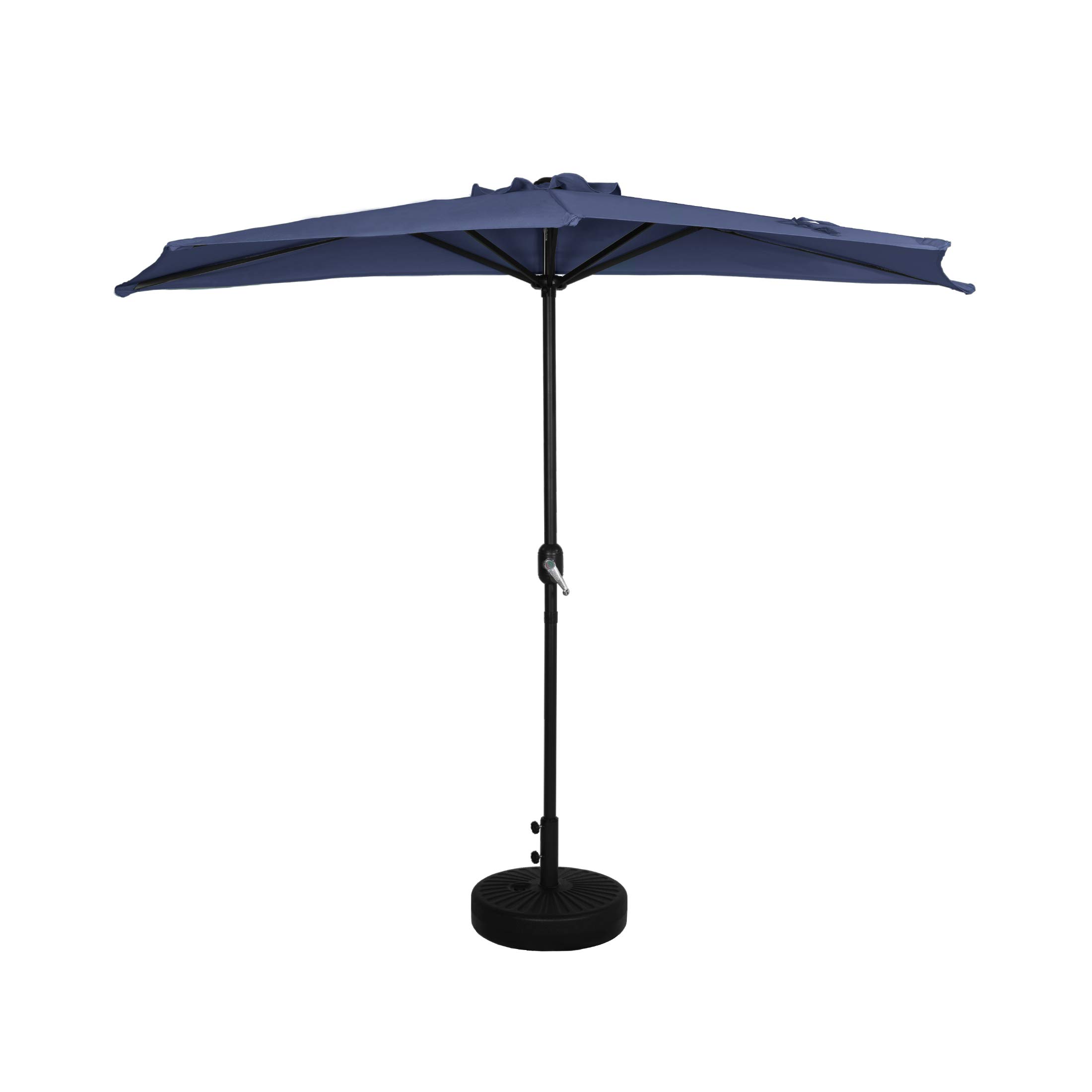 WO Home 9 FT Half Outdoor Market Table Umbrella with Weighted Base Kit - Perfect for Patio, Garden, and Beach Shade