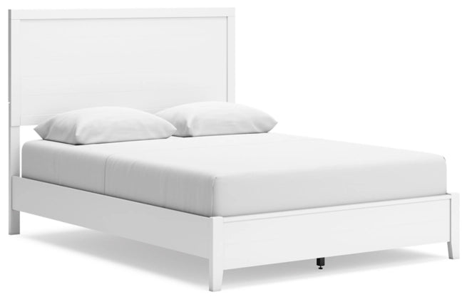 Binterglen Queen Size Panel Bed Frame - Modern Upholstered Platform Bed with Wooden Headboard for Bedroom, Guest Room, or Master Suite