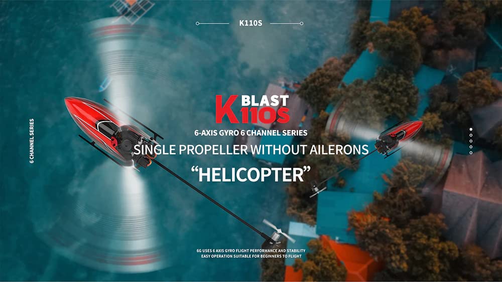 WLTOYS XKS K110s RC Helicopter - 2.4G 6CH 3D/6G System, Brushless Motor, BNF Quadcopter Drone for Kids & Adults - Perfect for Indoor Flying, Backyard Fun & Beginner RC Training (K110S 3B)