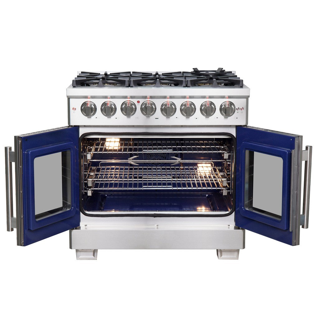 Forno Capriasca 36 Inch 5.36 Cu. Ft. Freestanding Dual Fuel Range - Stainless Steel French Door Gas Stove & Electric Oven (Model FFSGS6387 36) | Perfect for Modern Kitchens, Home Chefs & Entertaining