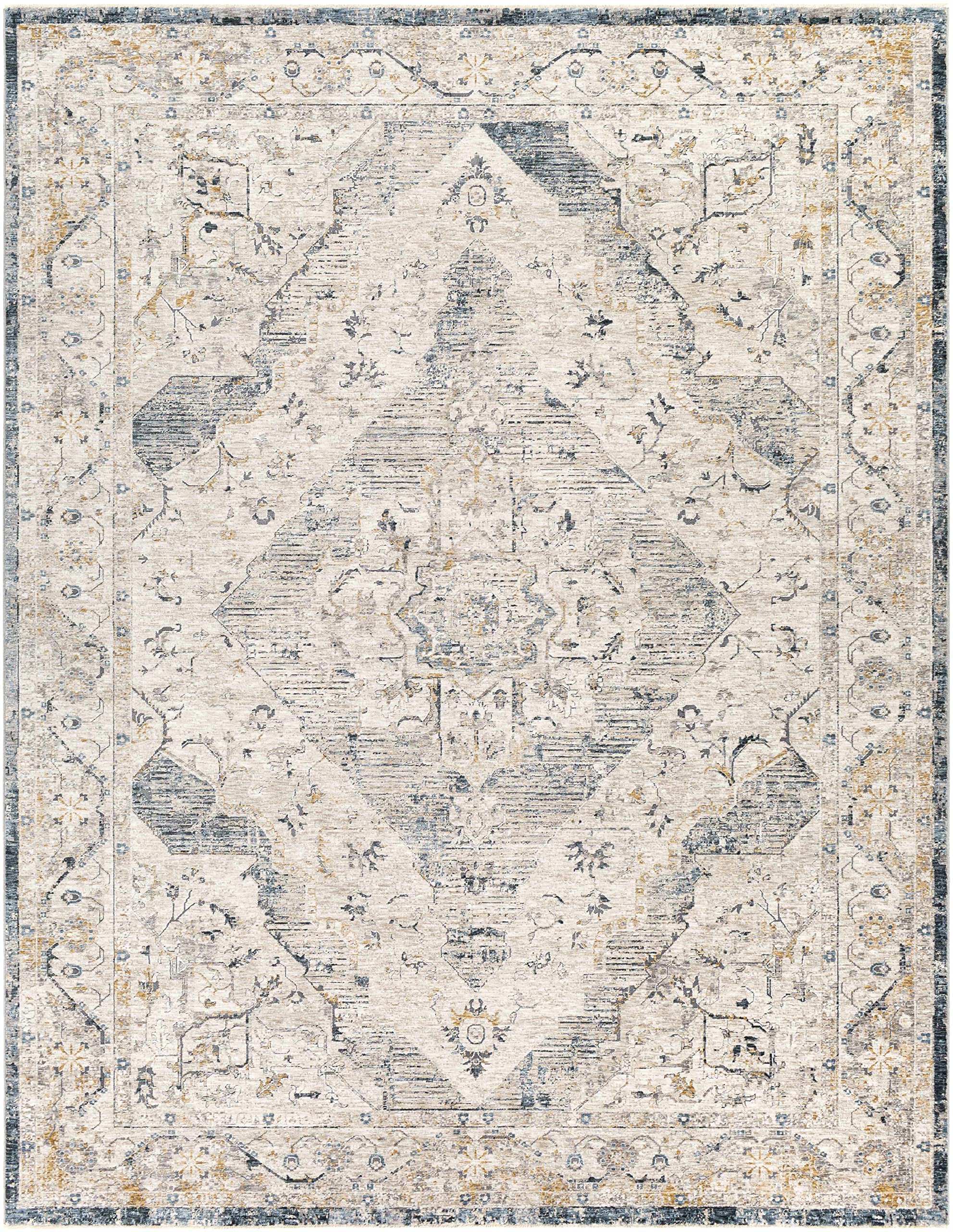 Hauteloom Wadeye Traditional Gray and Blue Area Rug 6'7