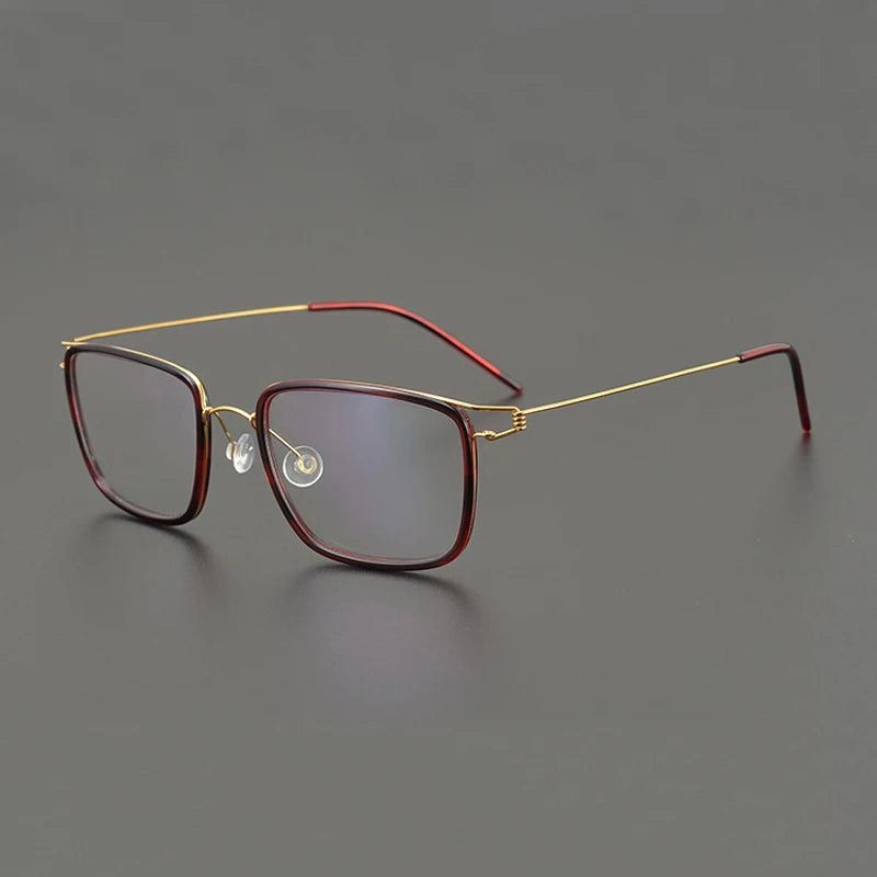 Stylish Unisex Black Titanium Square Screwless Eyeglasses Frame 6062 - Lightweight & Durable for Work, Reading & Fashion