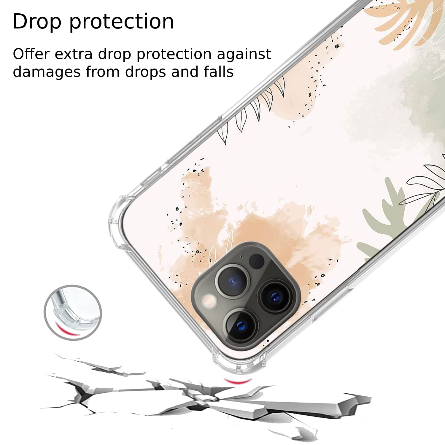 Floral Watercolor Phone Case for iPhone 13 Pro Max - Boho Leaves Design, Trendy TPU Bumper Cover | Perfect for Nature Lovers, Artistic Style & Everyday Protection