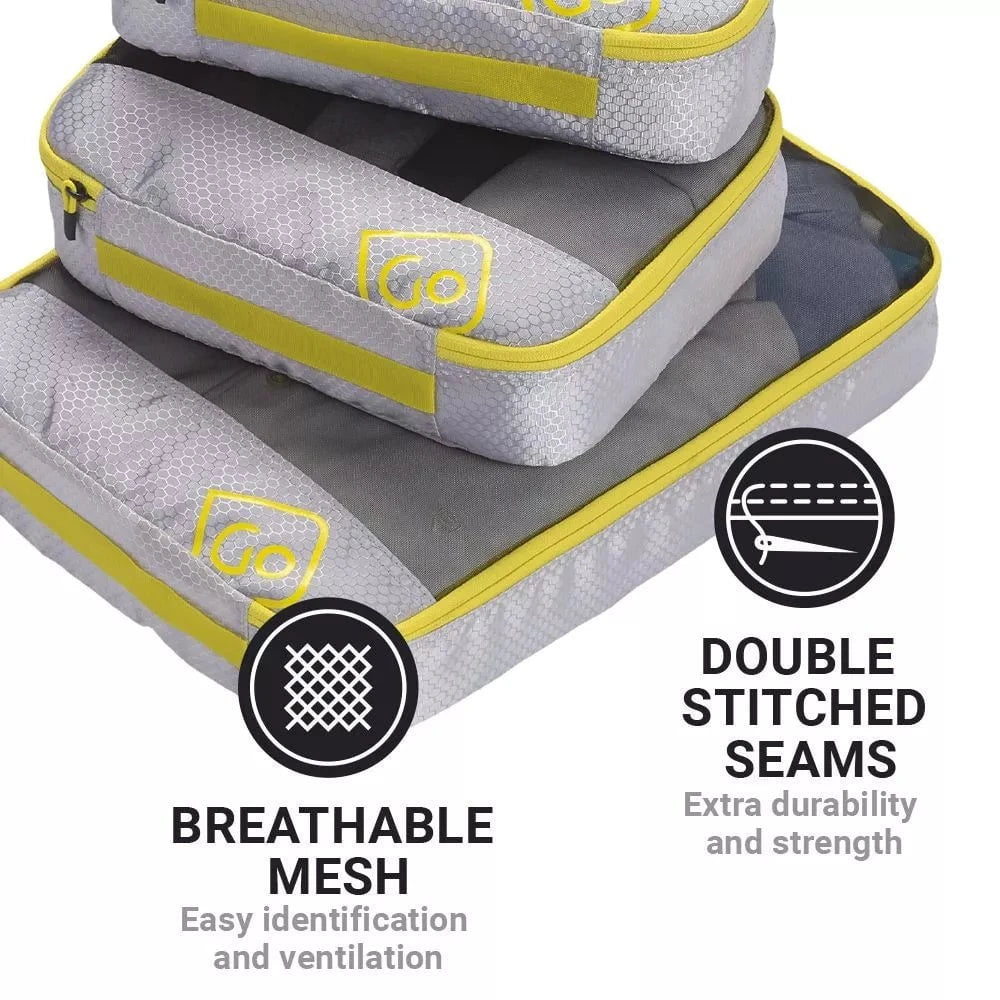 Go Travel Triple Packing Cubes - 3-Piece Set for Organizing Luggage & Suitcases | Perfect for Travel, Business Trips & Weekend Getaways